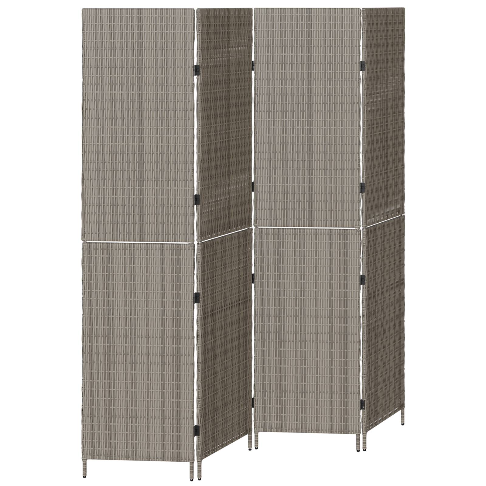 vidaXL Raumteiler 4-teilig Faltbar Grau 195x180 cm Poly Rattan