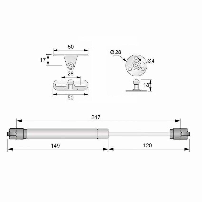 Gasdruckdämpfer Kompressionsfeder Gasdruckfeder Gasfedern Softclose Dämpfung 120N
