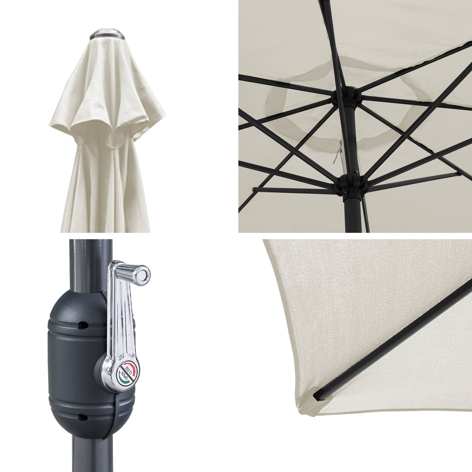 Ø3.5m Sonnenschirm Schirm UV40+ Gartenschirm Solar Garten 4 Farben,Beige