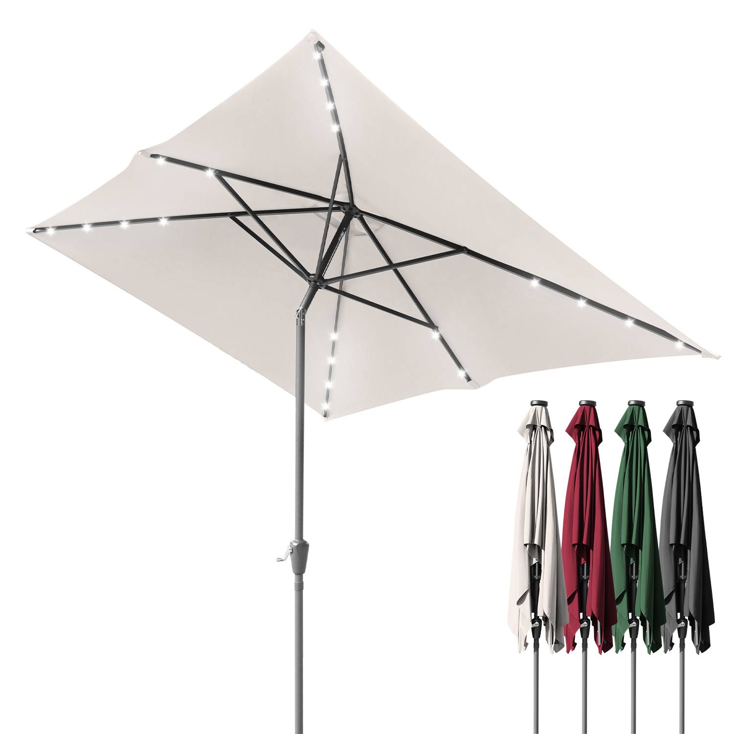 Sonnenschirme Balkonschirm 210 x 140 cm Rechteckig Kippbar Höhenverstellbar mit Kurbel,Beige