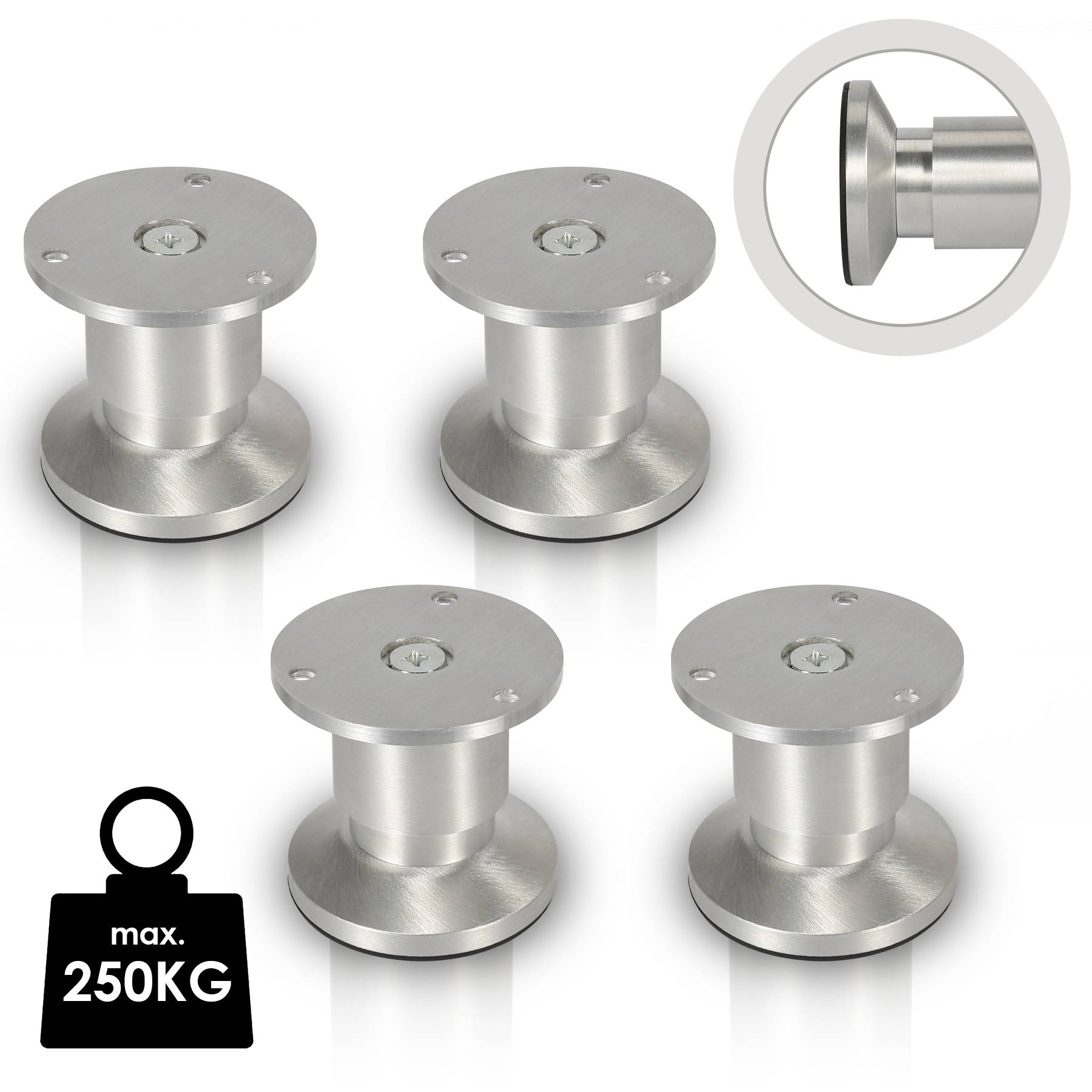 8er Set Möbelfüße Tischbein Set Sofafüße Möbelbeine Bettstützen Sofafüße Schrankfuß Möbelbeine Alu 4x60mm