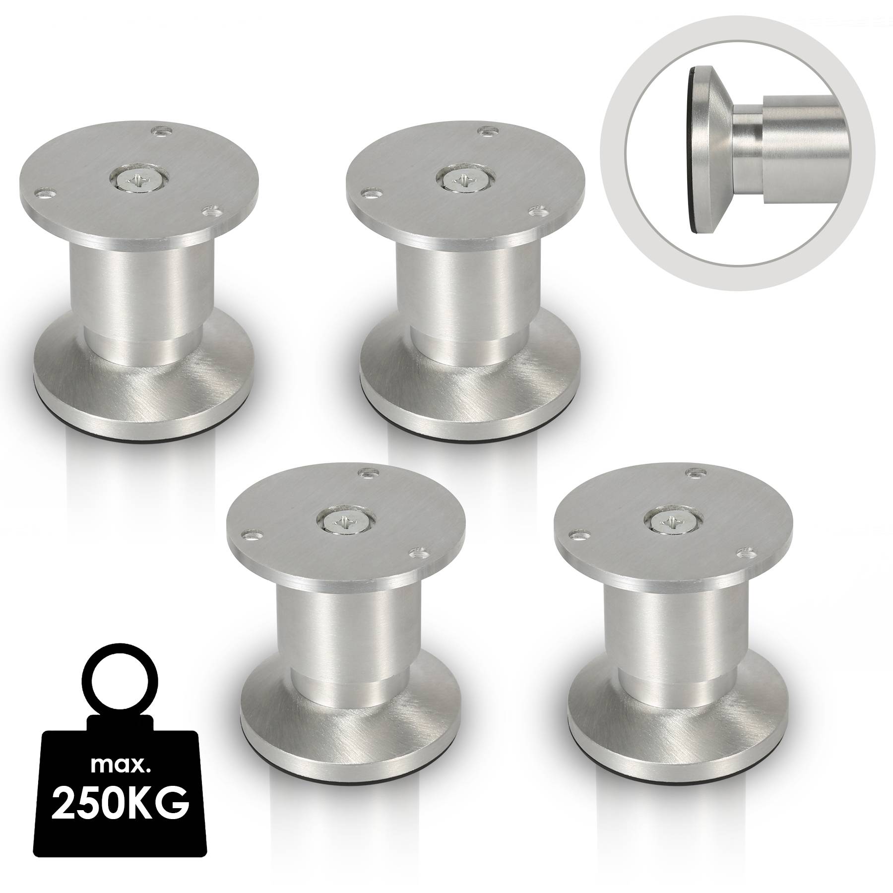 4er Set Möbelfüße Tischbein Set Sofafüße Möbelbeine Bettstützen Sofafüße Schrankfuß Möbelbeine Alu 4x80mm