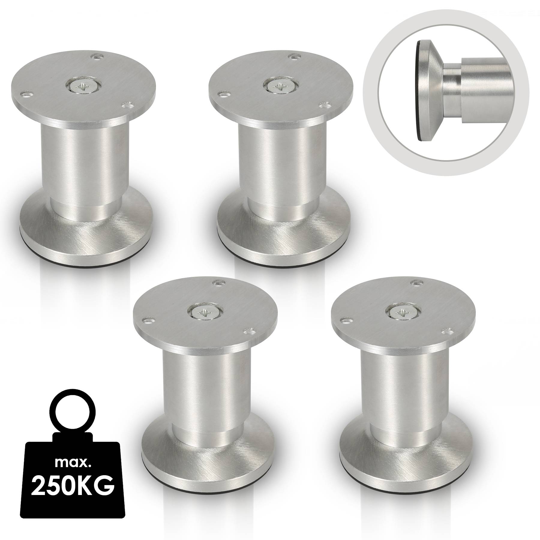 4er Set Möbelfüße Tischbein Set Sofafüße Möbelbeine Bettstützen Sofafüße Schrankfuß Möbelbeine Alu 4x100mm