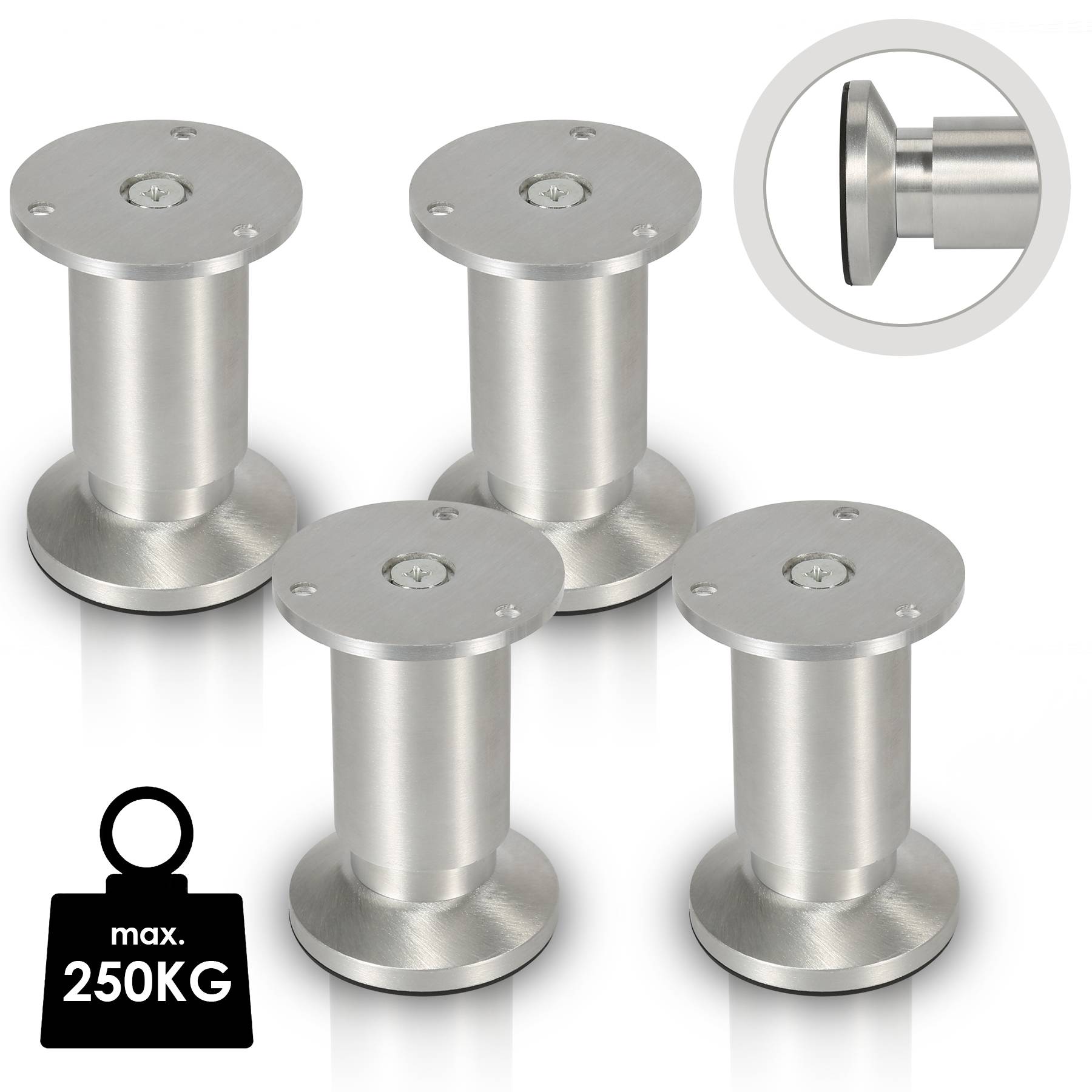 8er Set Möbelfüße Tischbein Set Sofafüße Möbelbeine Bettstützen Sofafüße Schrankfuß Möbelbeine Alu 4x120mm