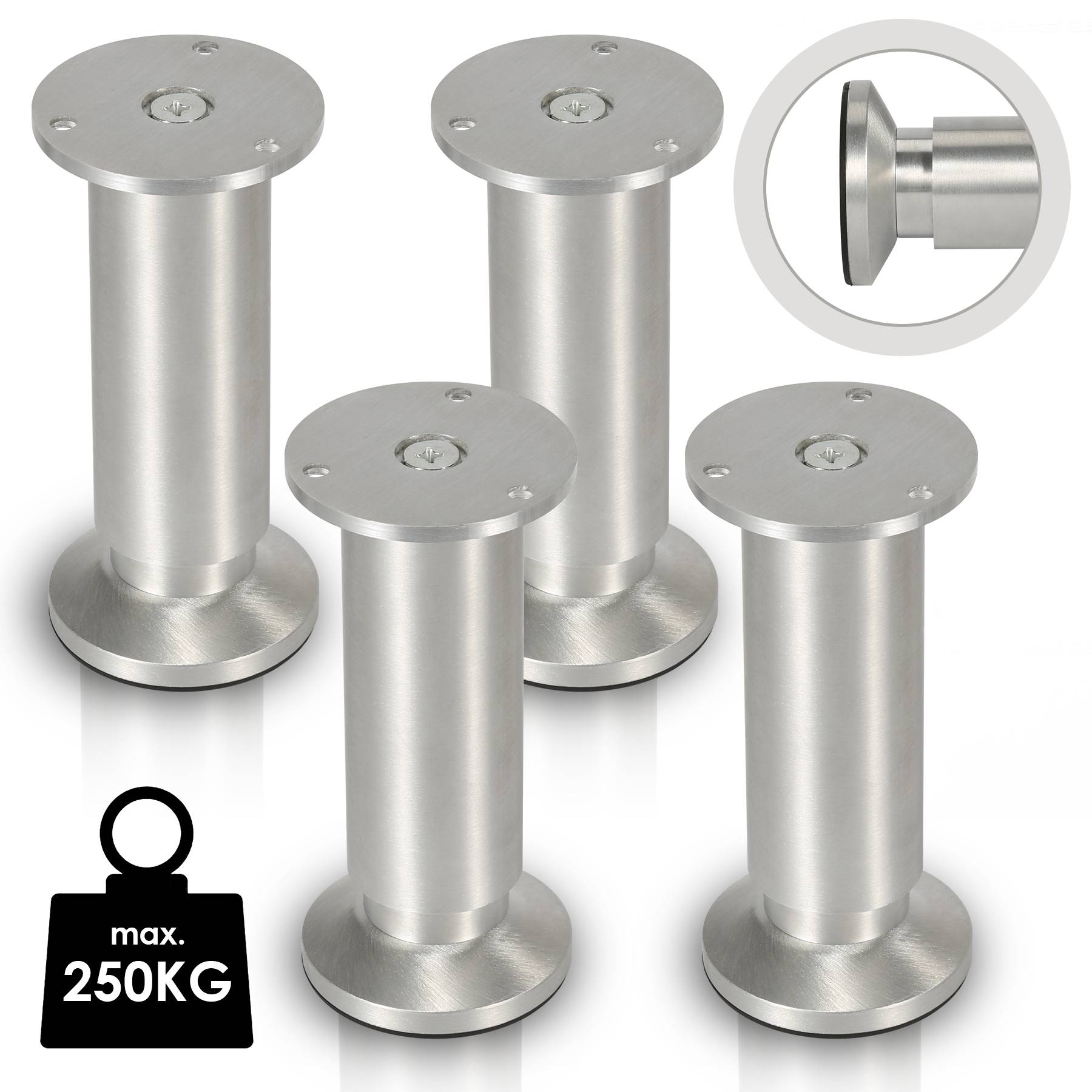 8er Set Möbelfüße Tischbein Set Sofafüße Möbelbeine Bettstützen Sofafüße Schrankfuß Möbelbeine Alu 4x200mm