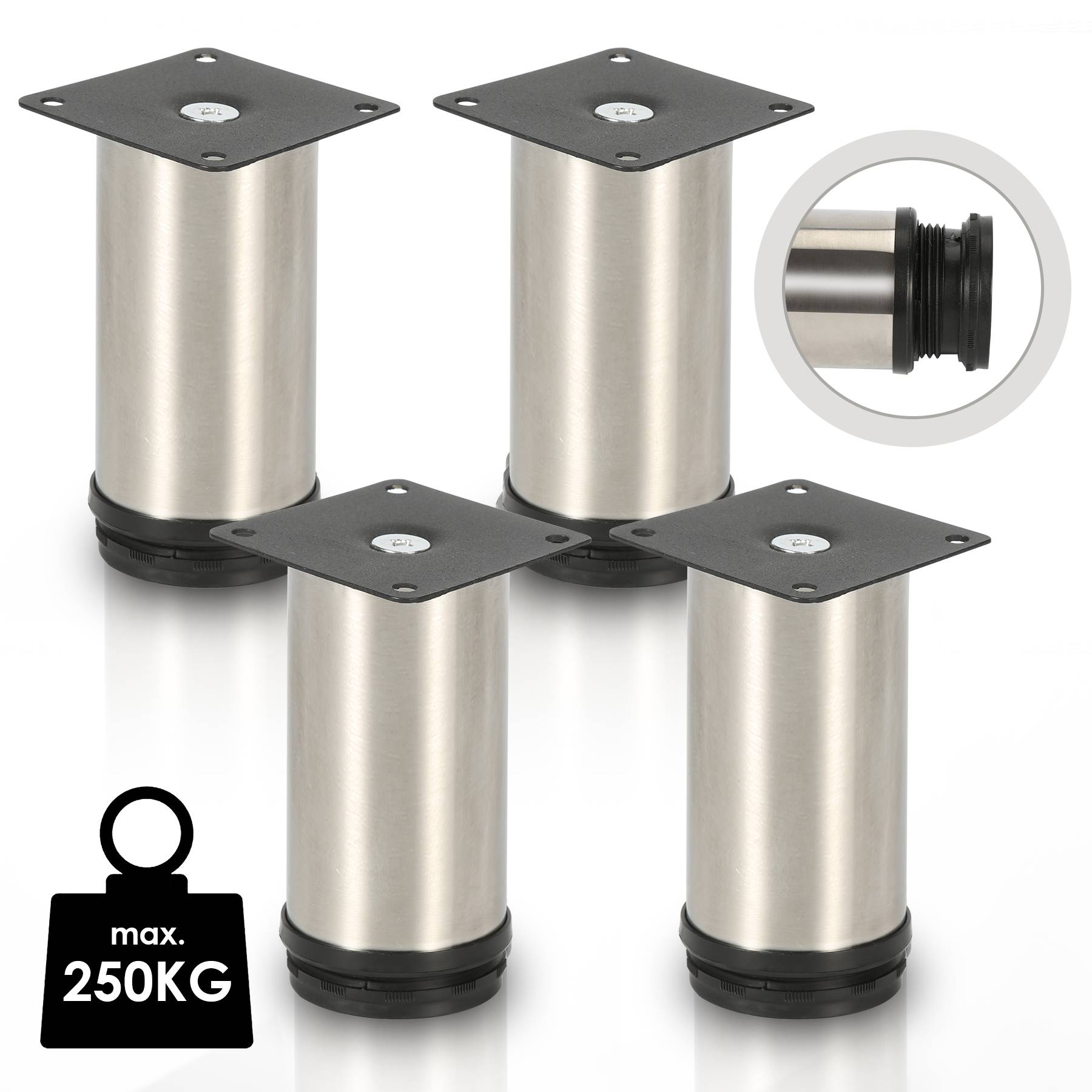 4er Set Möbelfüße Tischbein Set Sofafüße Möbelbeine Bettstützen Sofafüße Schrankfuß Möbelbeine Edelstahl 150mm