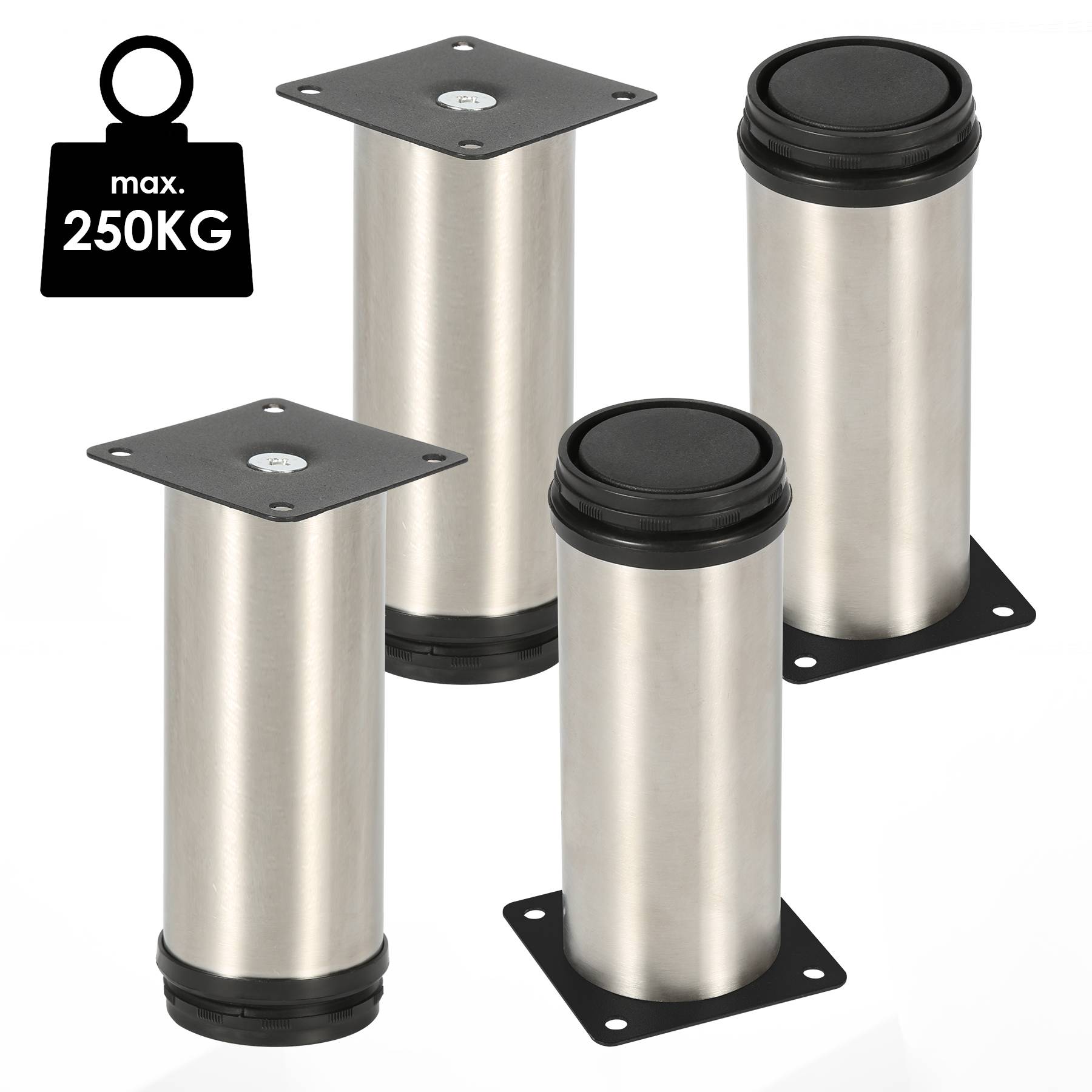 4er Set Möbelfüße Tischbein Set Sofafüße Möbelbeine Bettstützen Sofafüße Schrankfuß Möbelbeine Edelstahl 200mm