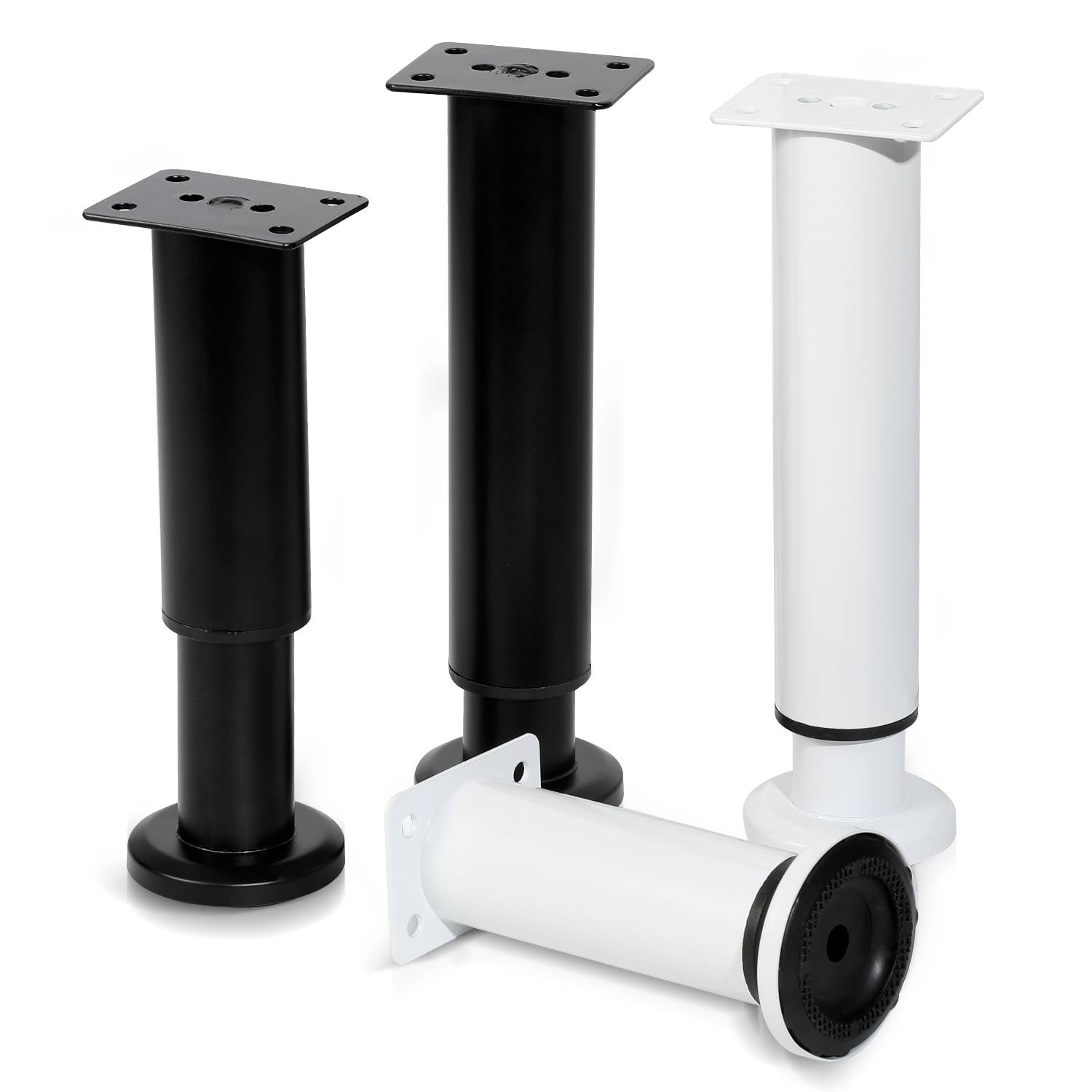 12er Set Möbelfüße Teleskopfuß Set Tischfuß Stützfuß Möbelbeine Möbelbeine Metall Füße Schwarz 12-18cm