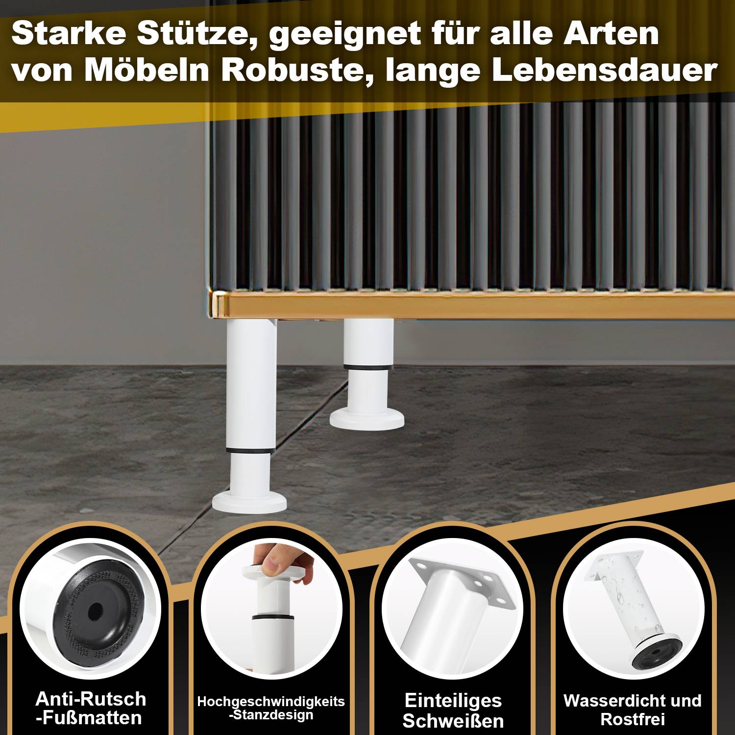 12er Set Möbelfüße Teleskopfuß Set Tischfuß Stützfuß Möbelbeine Möbelbeine Metall Füße Weiß 18-30cm