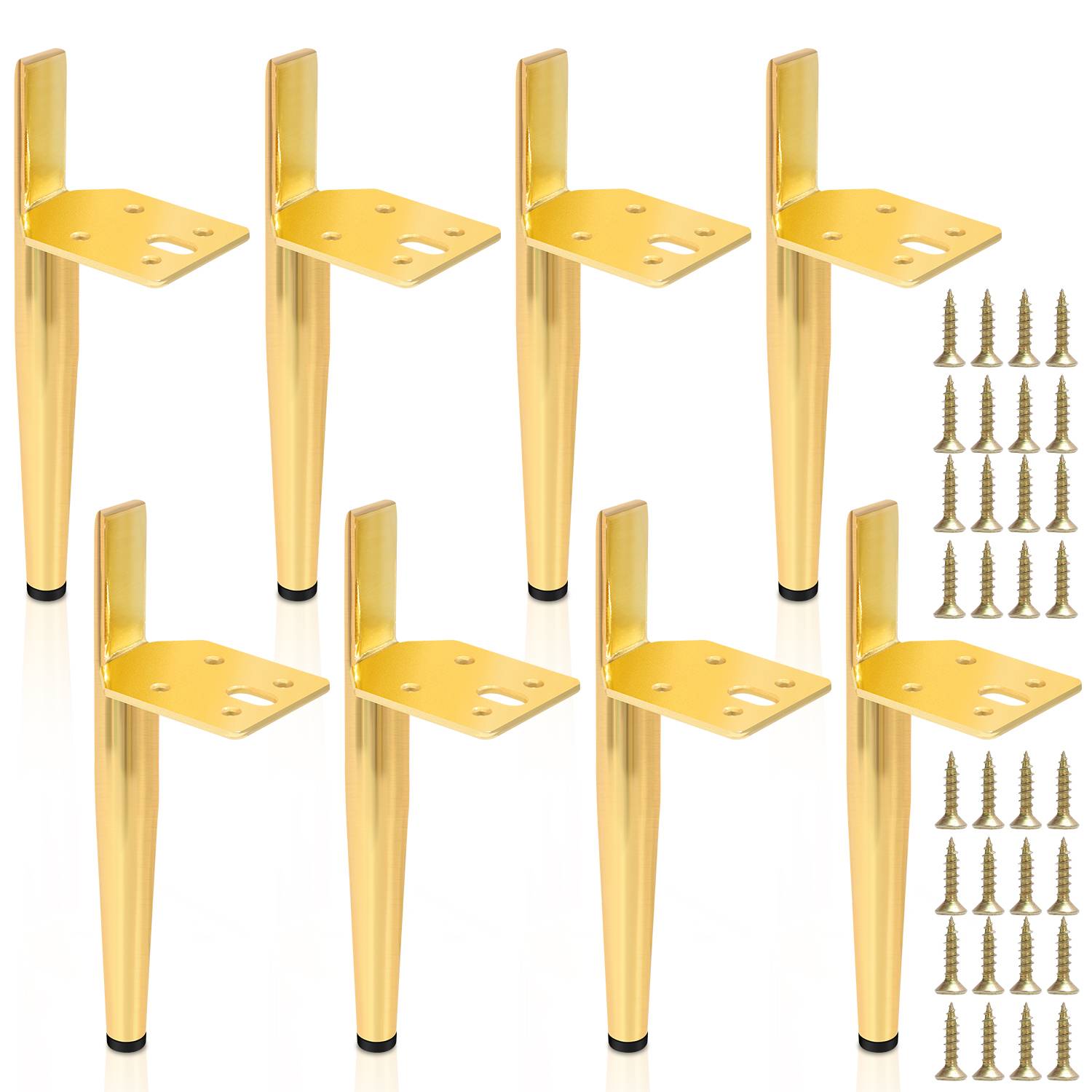8er Set Möbelfüße Tischbein Set Sofafüße Möbelbeine Bettstützen Sofafüße Schrankfuß Möbelbeine Metall Füße Gold 15cm