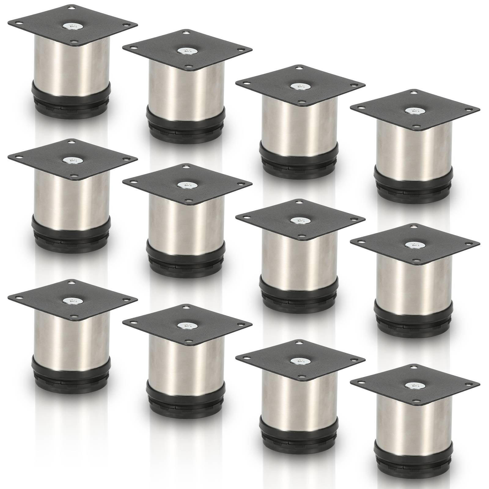 12er Set Möbelfüße Tischbein Set Sofafüße Möbelbeine Bettstützen Sofafüße Schrankfuß Möbelbeine Edelstahl 50mm
