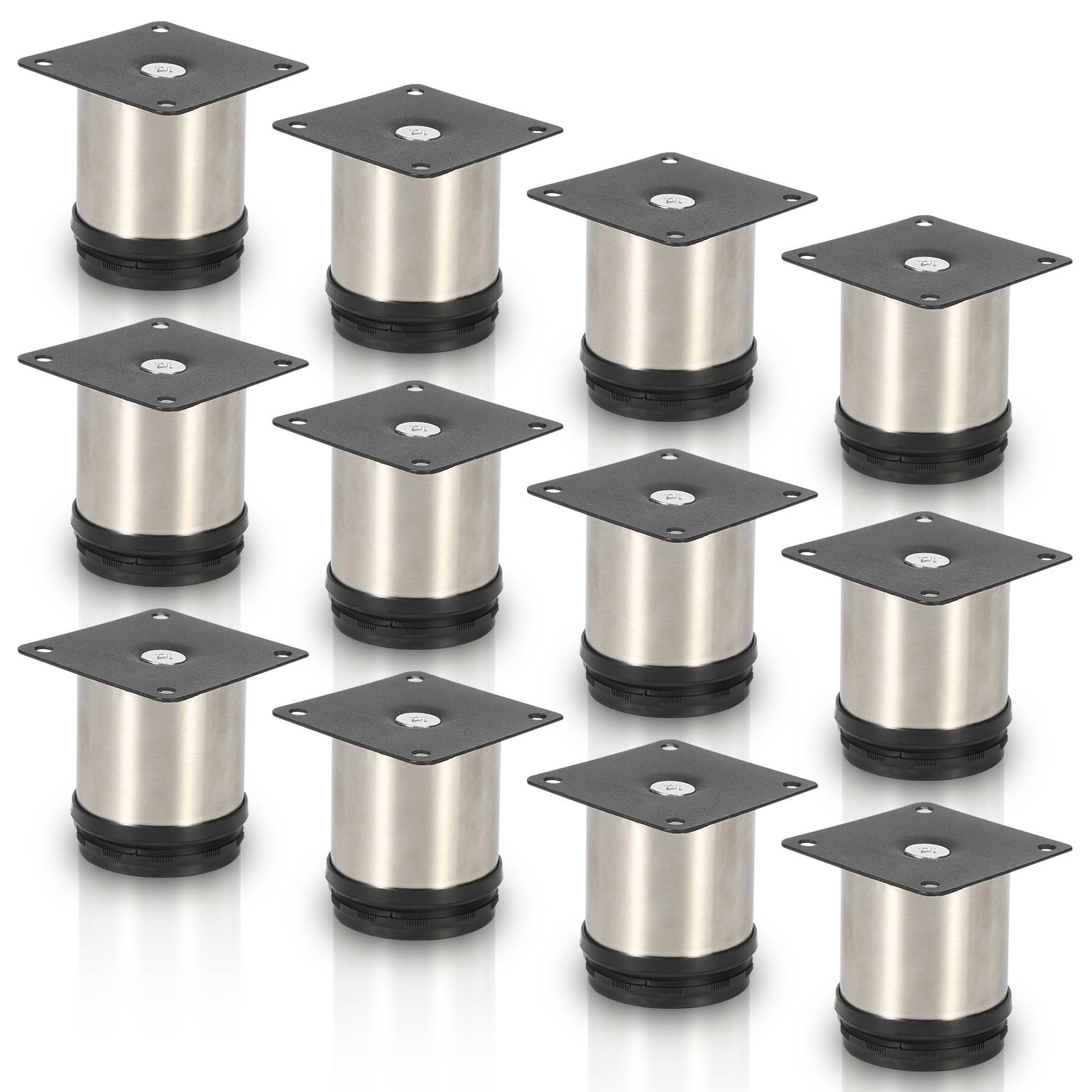 12er Set Möbelfüße Tischbein Set Sofafüße Möbelbeine Bettstützen Sofafüße Schrankfuß Möbelbeine Edelstahl 60mm