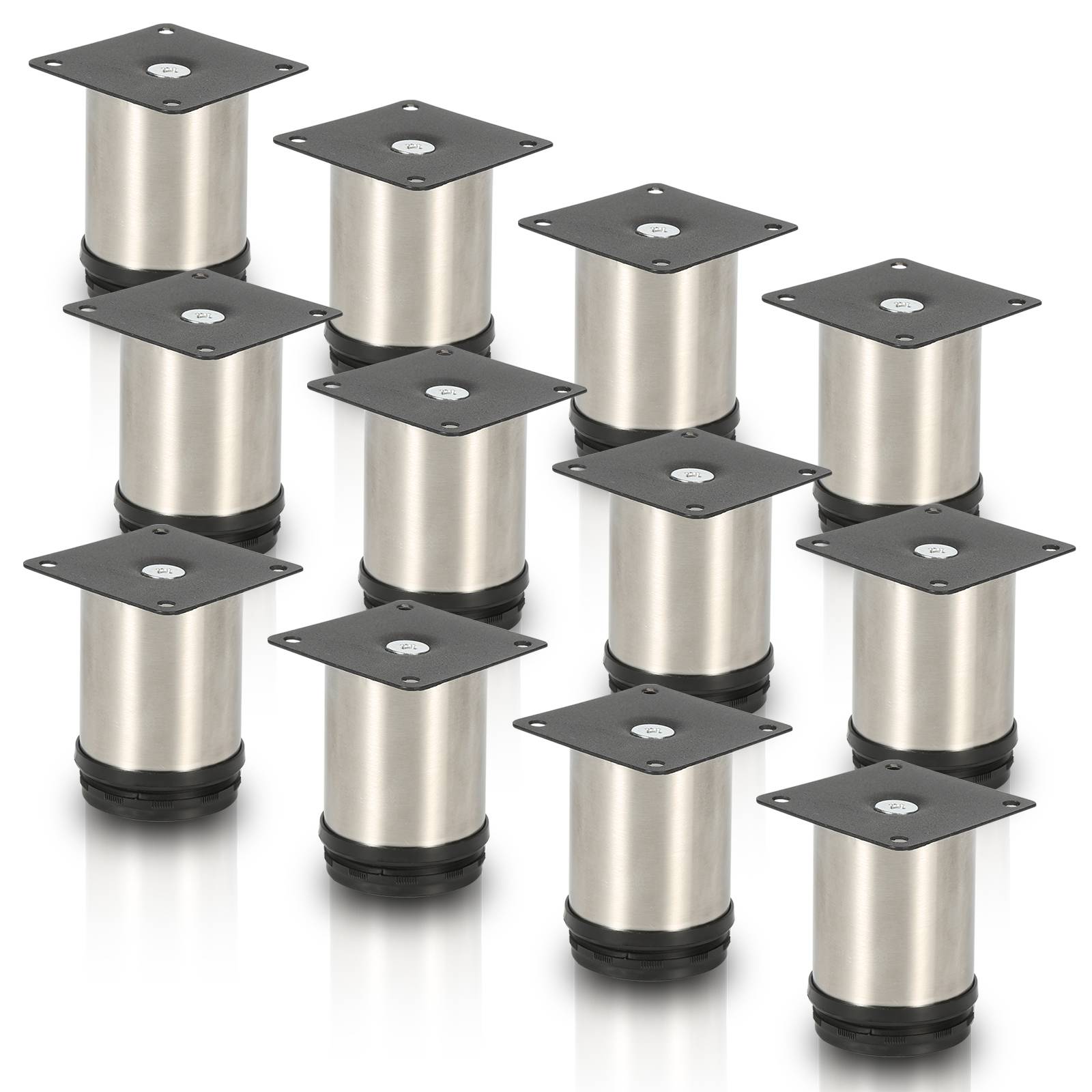 12er Set Möbelfüße Tischbein Set Sofafüße Möbelbeine Bettstützen Sofafüße Schrankfuß Möbelbeine Edelstahl 80mm