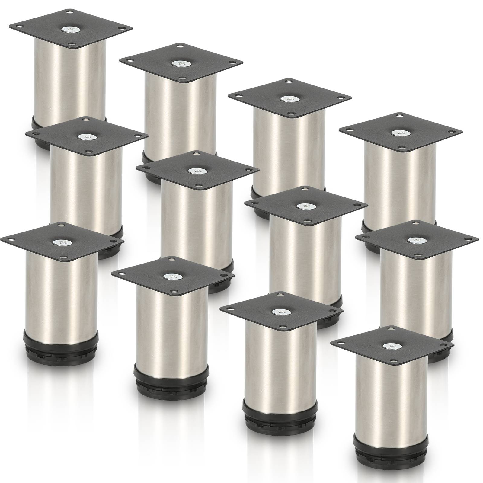12er Set Möbelfüße Tischbein Set Sofafüße Möbelbeine Bettstützen Sofafüße Schrankfuß Möbelbeine Edelstahl 100mm