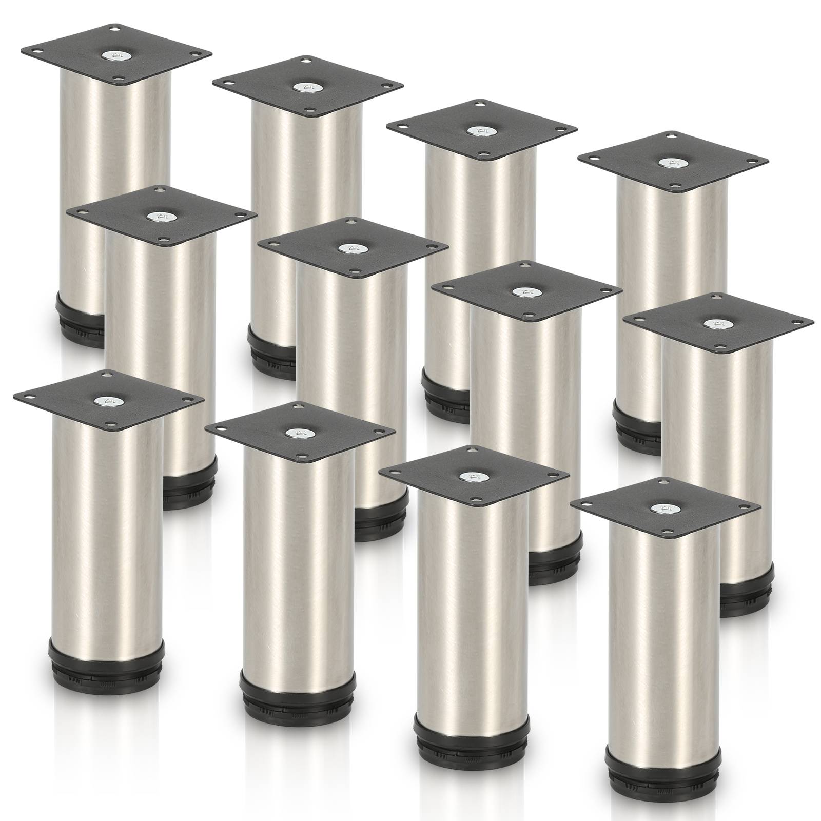 12er Set Möbelfüße Tischbein Set Sofafüße Möbelbeine Bettstützen Sofafüße Schrankfuß Möbelbeine Edelstahl 200mm