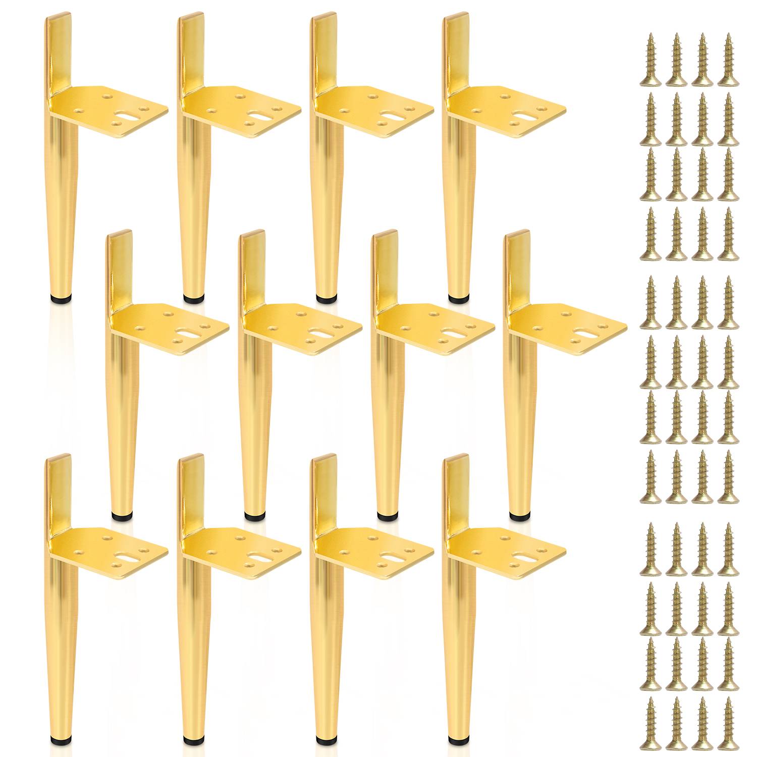 12er Set Möbelfüße Tischbein Set Sofafüße Möbelbeine Bettstützen Sofafüße Schrankfuß Möbelbeine Metall Füße Gold 13cm