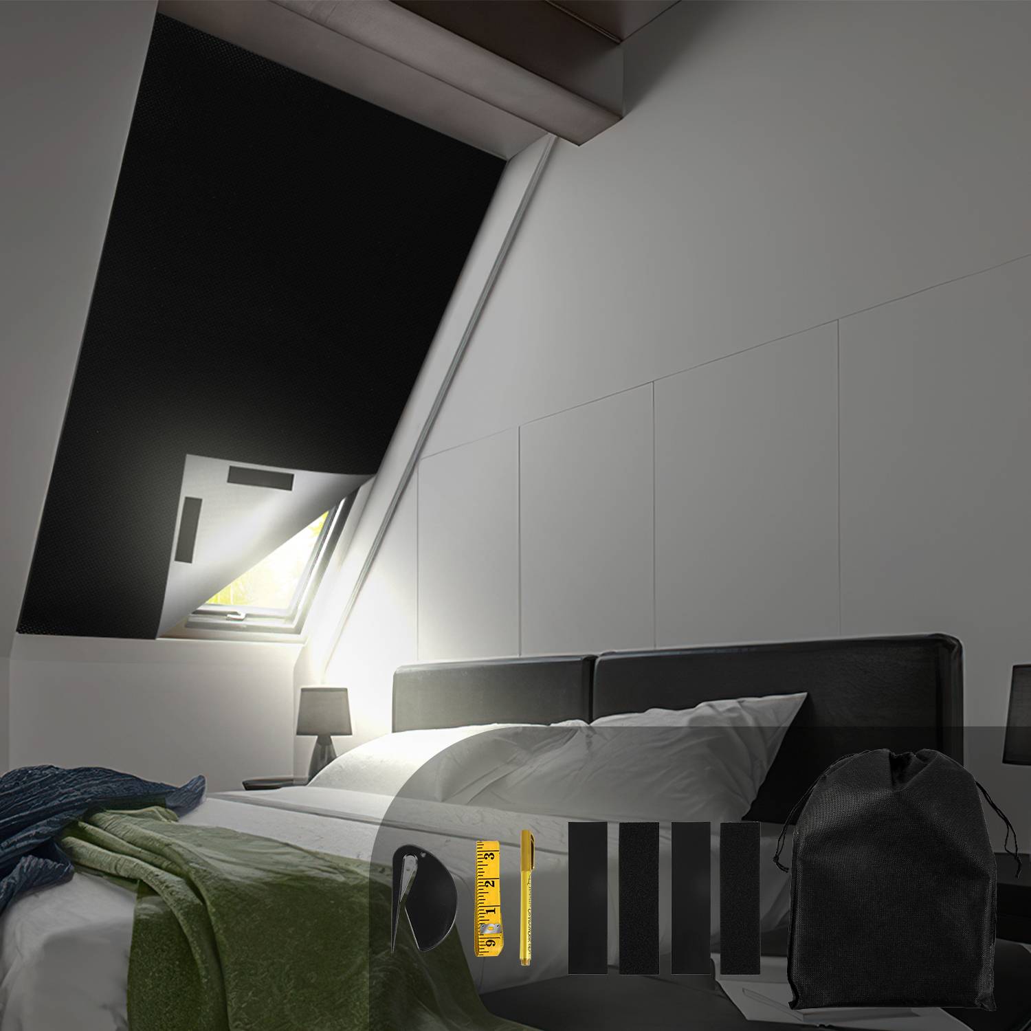 Verdunklungsstoff Sonnenschutz Verdunkelungs Sonnenschutz zu 100% verdunkelnd,Folie mit Thermobeschichtung,lichtundurchlässige für Fenster,145*100cm