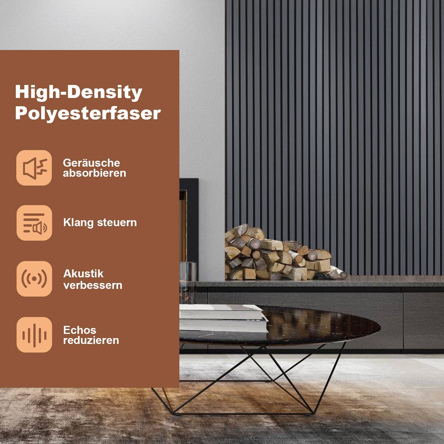 Akustikpaneel Wandpaneel Moderne Wandpaneele Akustik HolzwandHolz 1 Paneele MDF Wandpaneele 120x60x2.1cm Grau