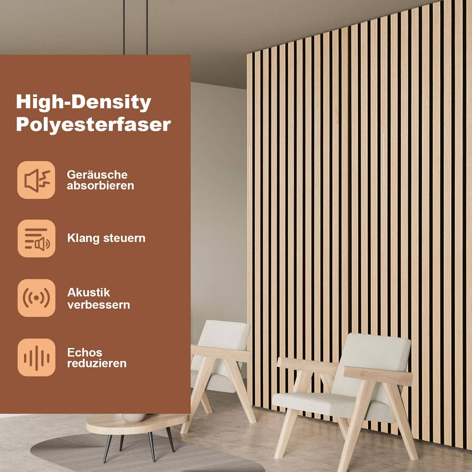 Akustikpaneel Wandpaneel Moderne Wandpaneele Akustik HolzwandHolz 1 Paneele MDF Wandpaneele 120x60x2.1cm Eichenholz