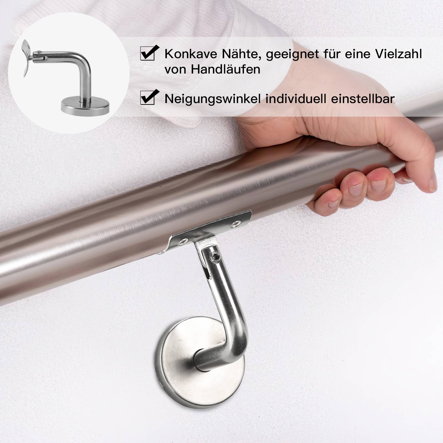 Handlaufhalter Set 10 Stück Edelstahl Handlaufträger Geländer gewölbte Auflage Stütze