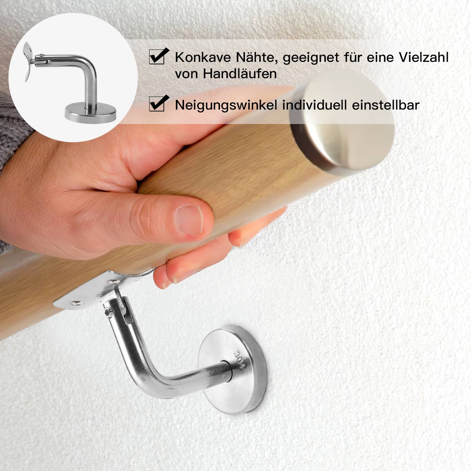 Handlaufhalter Set 10 Stück Edelstahl Handlaufträger Geländer gewölbte Auflage Stütze