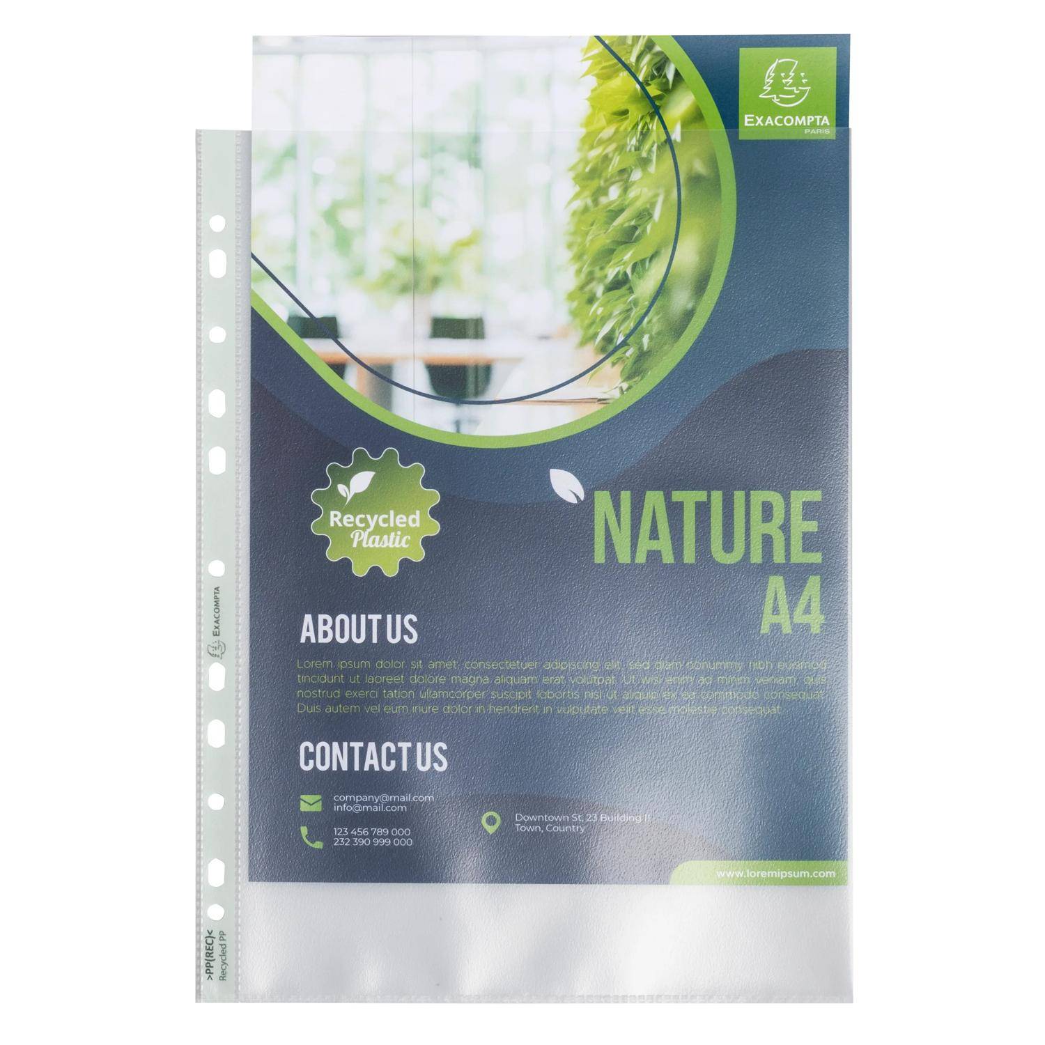 Exacompta 10x 50 Prospekthüllen, genarbt, RC-PP 90, für A4 - Transluzent - 5330E