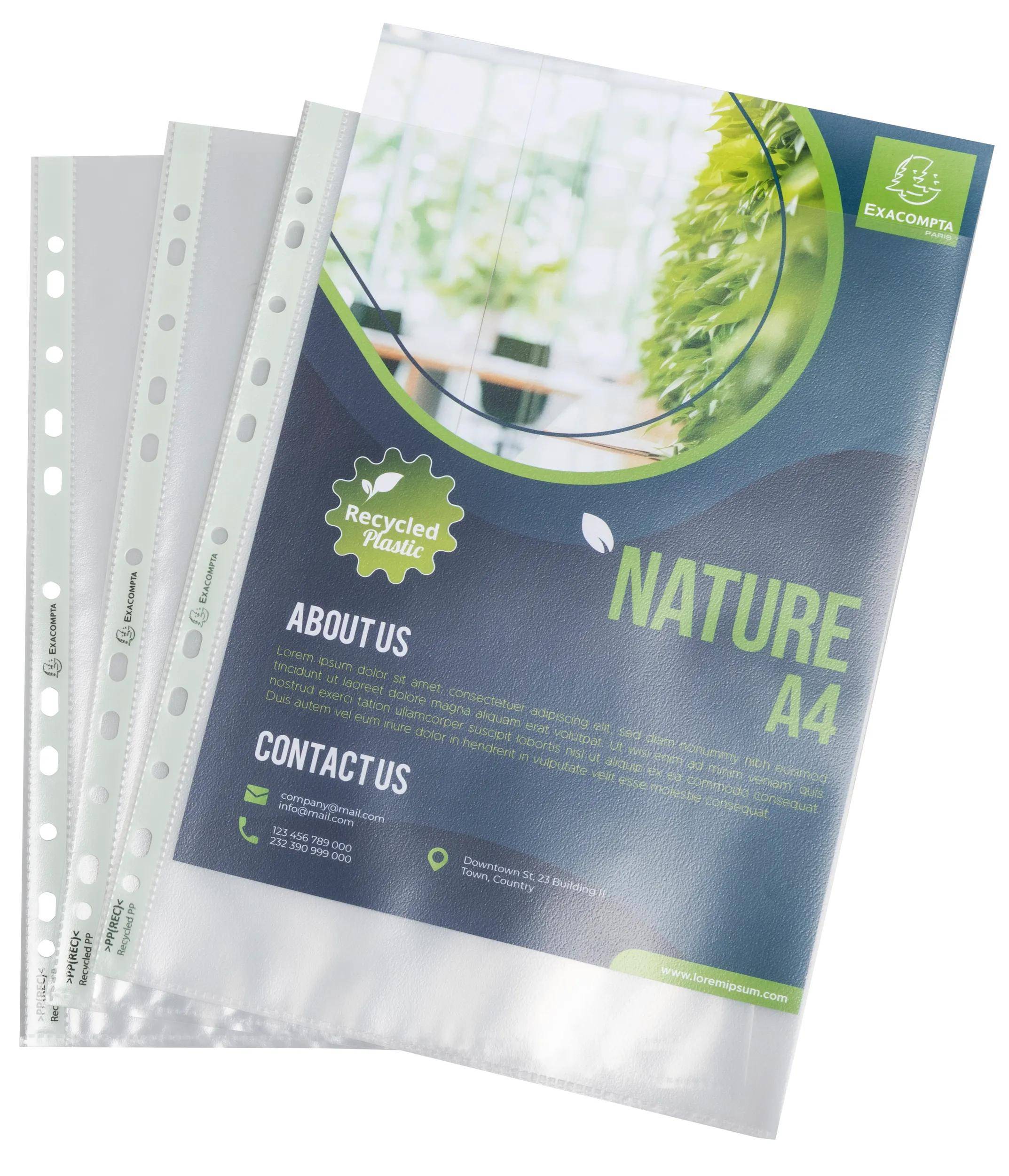 Exacompta 10x 50 Prospekthüllen, genarbt, RC-PP 90, für A4 - Transluzent - 5330E
