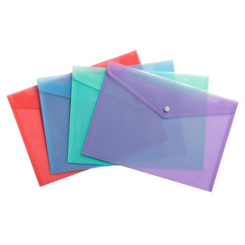 Exacompta 28x Hüllen mit Druckknopf, PP 200, A4, - sortiert - 35450E