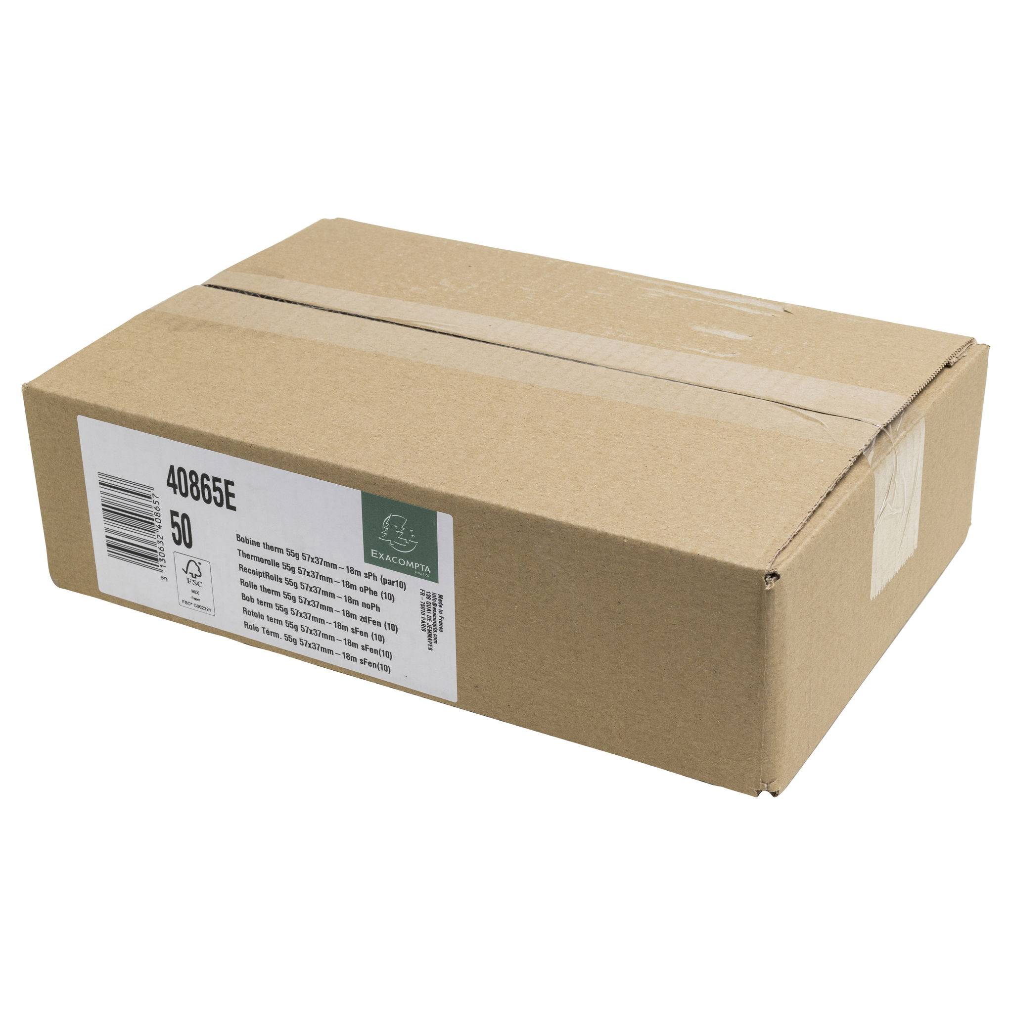 Exacompta 50x Thermorolle EC, 57mm x 18m, 1-lagig, 55g, phenolfrei - Weiß 40865E