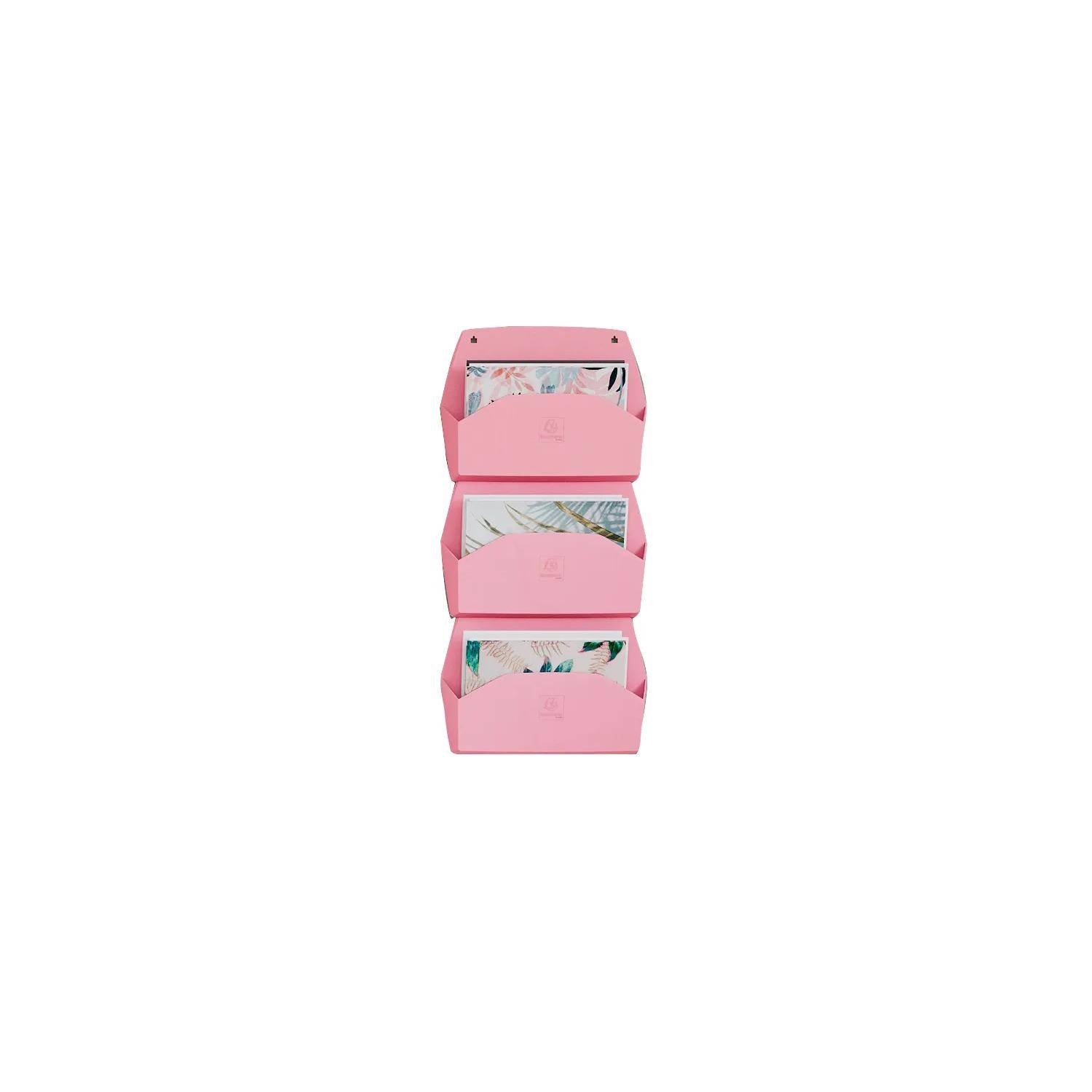 Exacompta 3x Wandprospekthalter 1 Fach, 72x382x289 mm - Bonbonrosa - 61171D