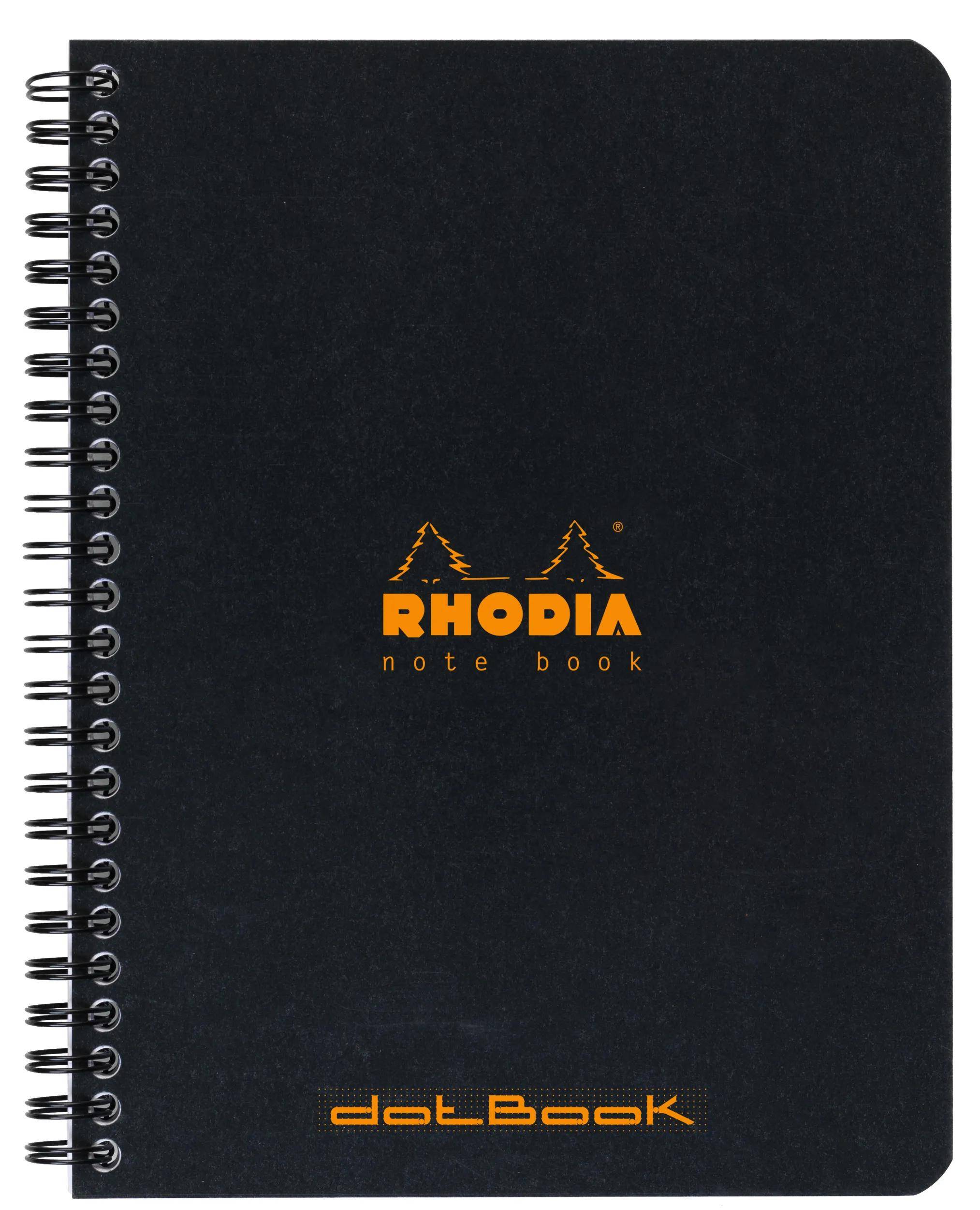 Rhodia 5x Notebook mit Doppelspirale A5+ 16x21cm 80Bl Dot-Lin. Schwarz 193439C
