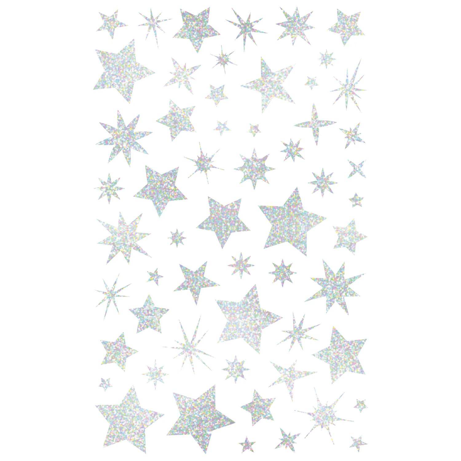 Mandarine Initial, 20 Stickerbogen 10,5x16cm, holografisch, Sterne Silber AE238C