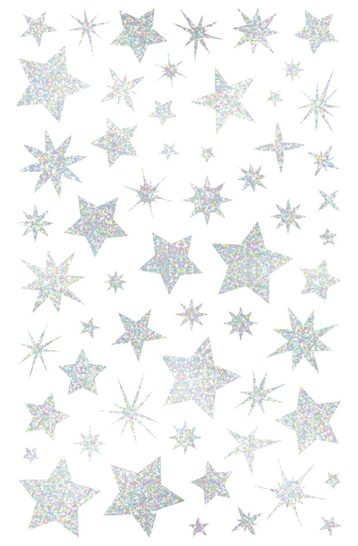 Mandarine Initial, 20 Stickerbogen 10,5x16cm, holografisch, Sterne Silber AE238C
