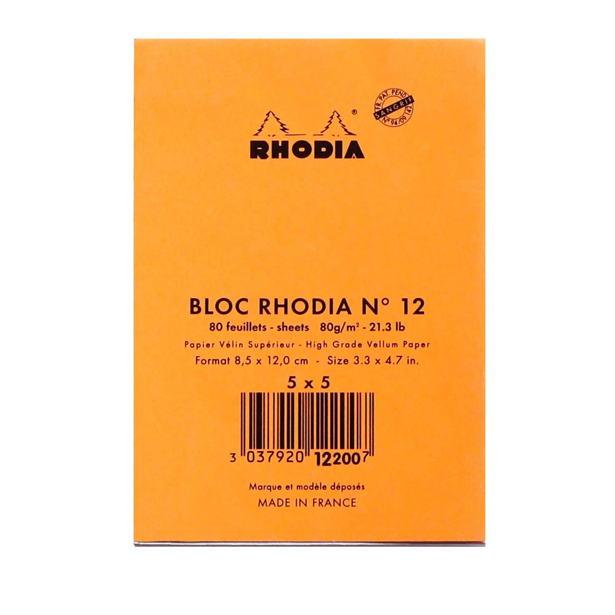 Rhodia 10x Block geheftet 8,5x12cm 80 Blätter kariert 80g - Orange 12200C