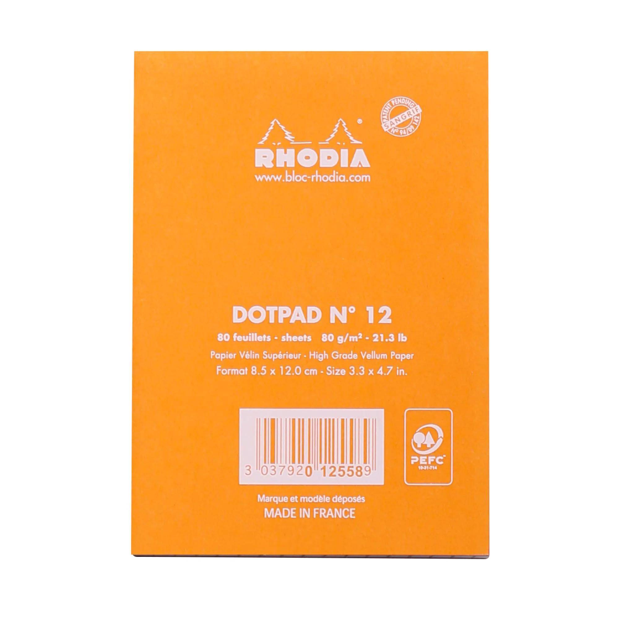 Rhodia 10x Block geheftet 8,5x12cm 80 Blätter Dot-Lin. 80g - Orange 12558C