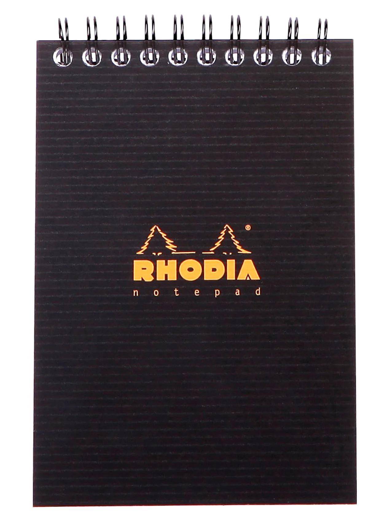 Rhodia 5x Notepad Rhodiactive A6, Spiralblock, 80 Bl kariert 90g Schwarz 13920C