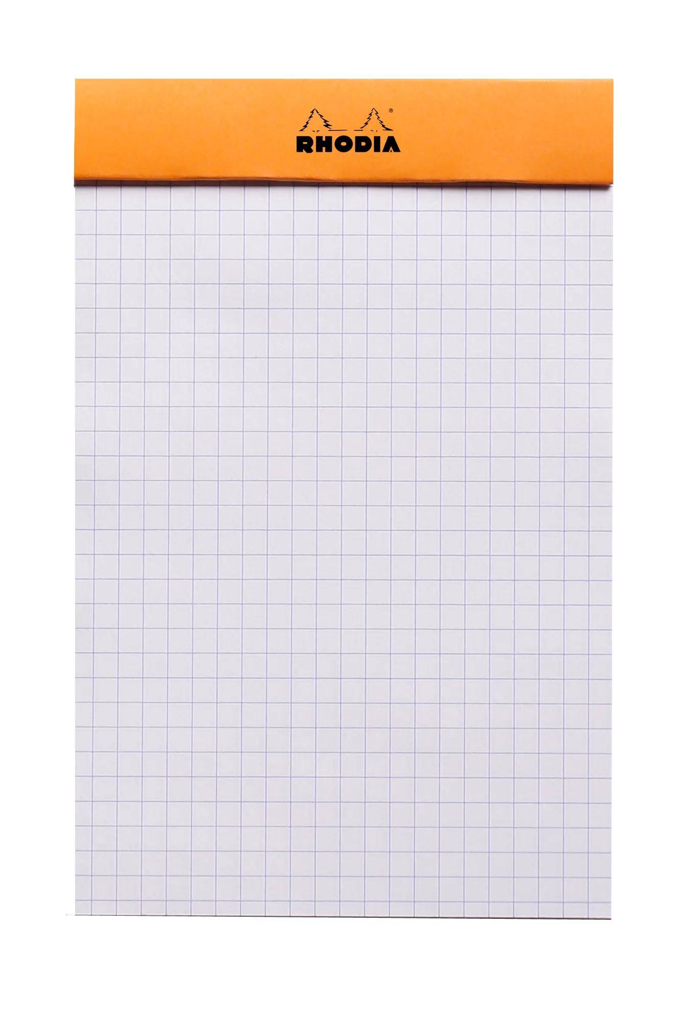 Ein linierter Notizblock mit orangefarbener Bindung, mit einer leeren Seite zum Schreiben oder Zeichnen.