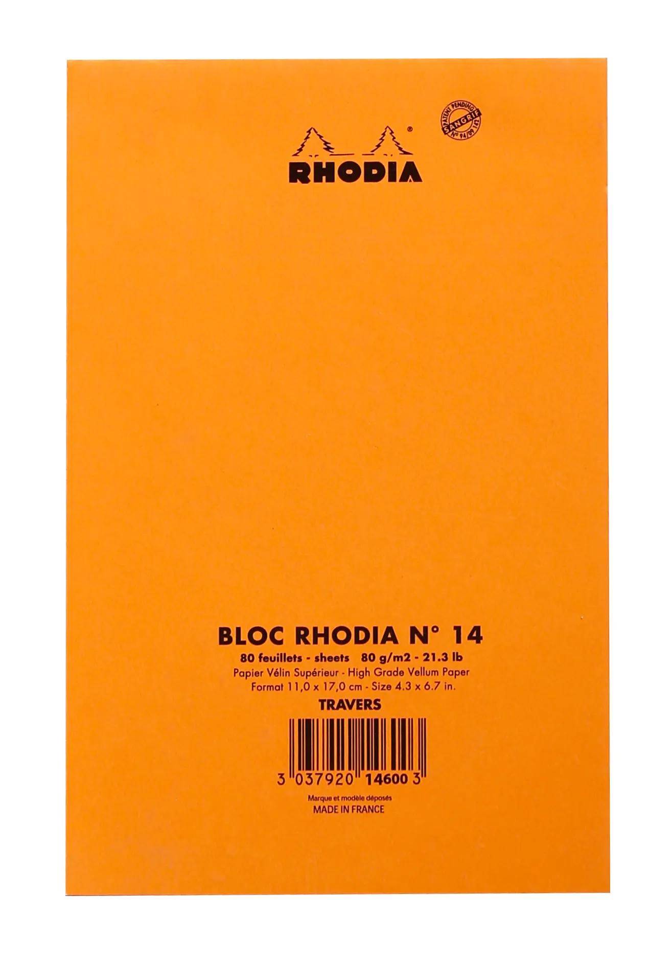 Rhodia 10x Notizblock geheftet No.14 11x17cm 80 Bl liniert 80g Orange 14600C