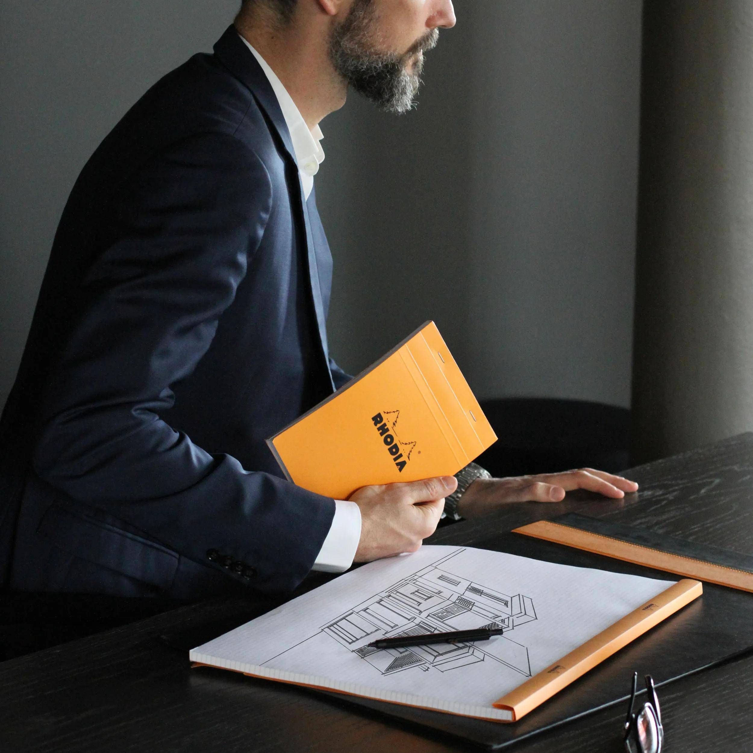 Rhodia 5x Gehefter Notizblock Rhodia No.38 A3+ 80 Bl kariert 80g Orange 38200C