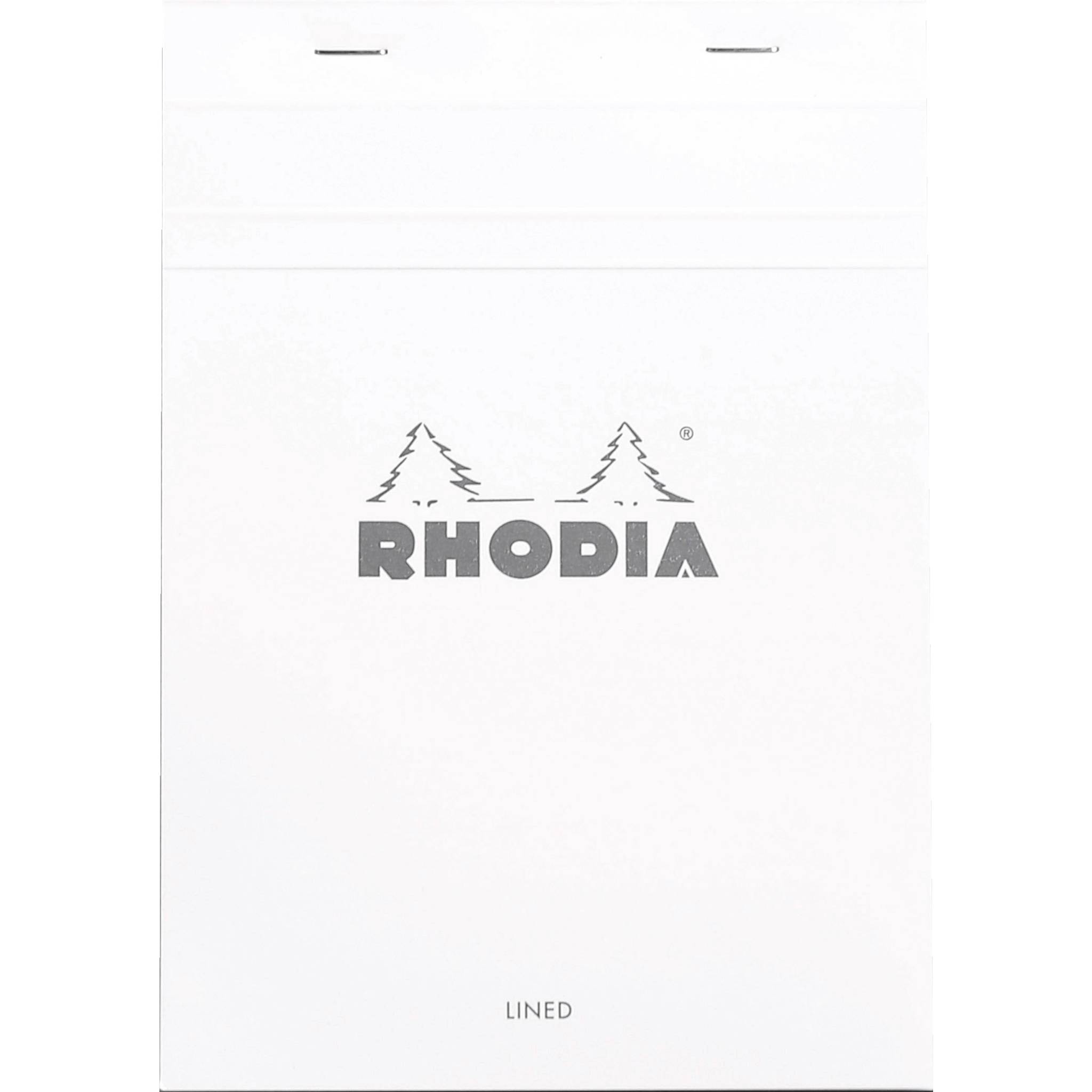 Weiße Rhodia karierte Notizbucheinband mit zentriertem Logo und 