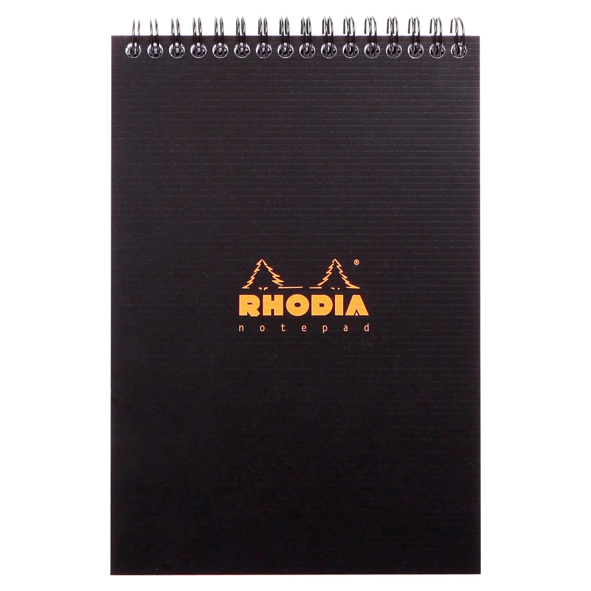 Rhodia 5x Notepad Rhodiactive A5, Spiralblock, 80 Bl liniert 90g Schwarz 16921C