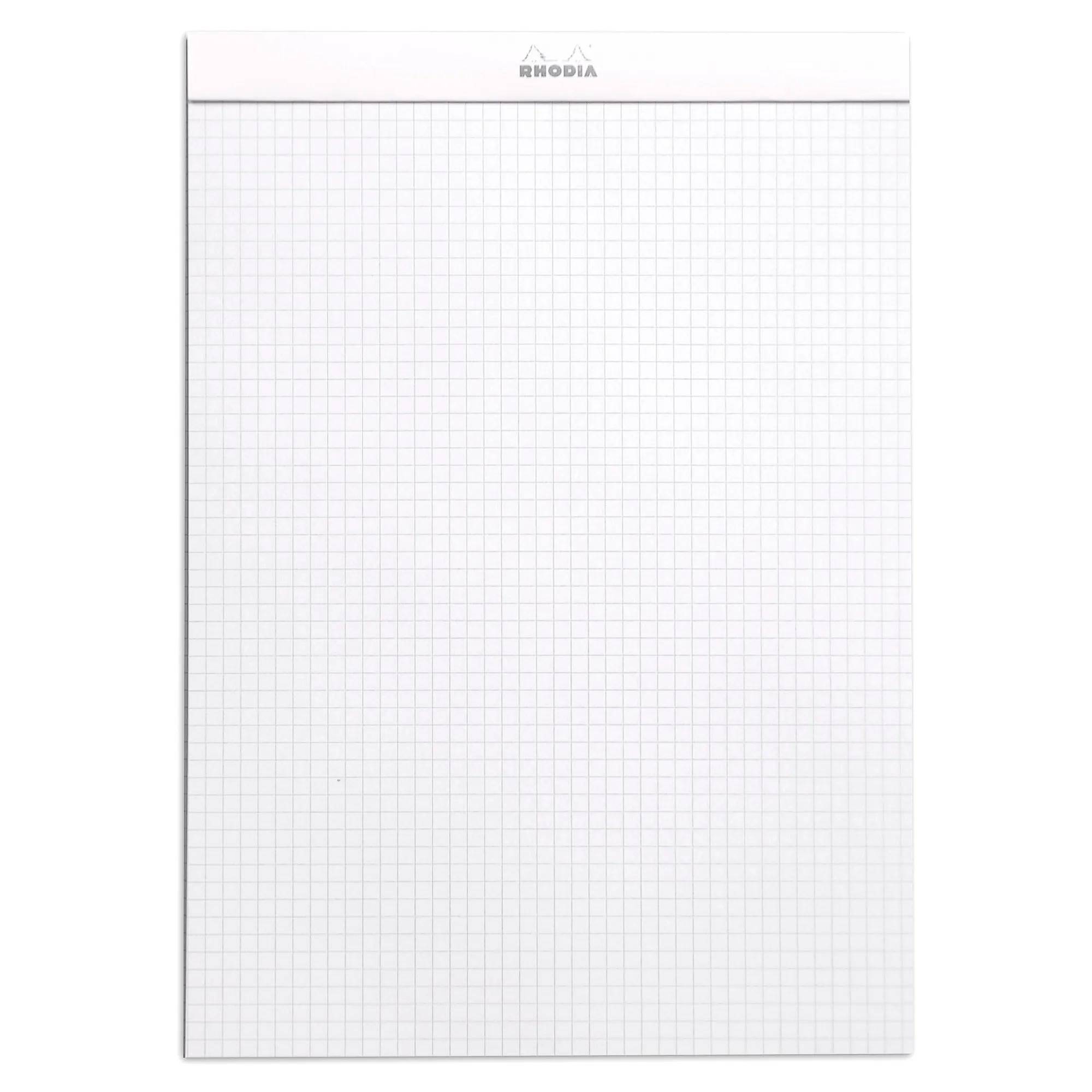 Ein Notizbuch mit Rastergitter im minimalistischen Design, mit weißem Einband und feinen Rasterlinen auf den Seiten.