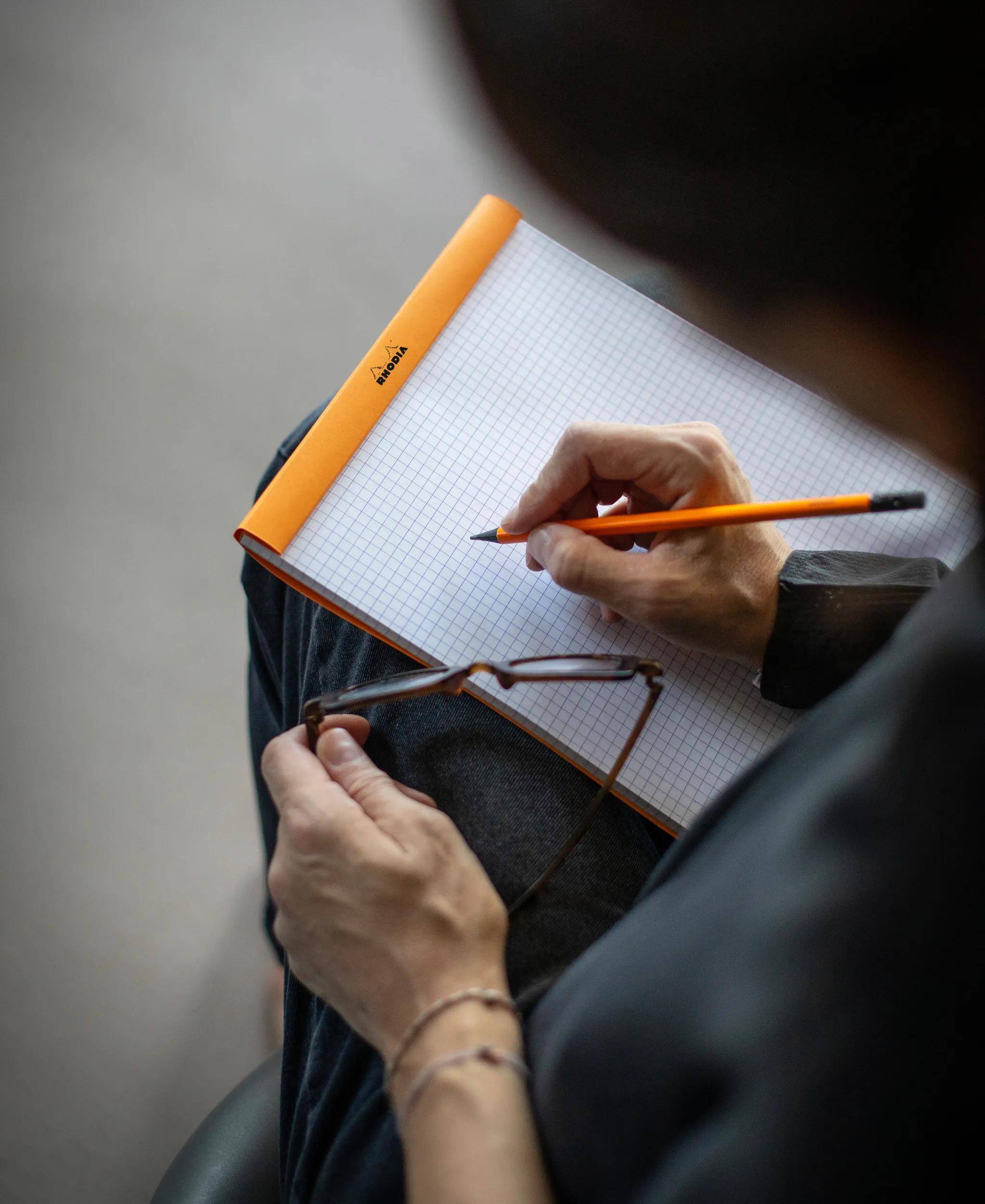 Rhodia 5x Gehefter Notizblock Rhodia No.19 A4+ 80 Bl kariert 80g Orange 19200C