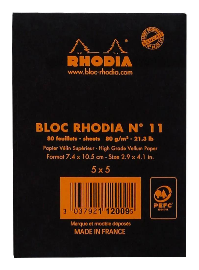 Rhodia 10x Notizblock geheftet A7 80 Blätter Schwarz 112009C