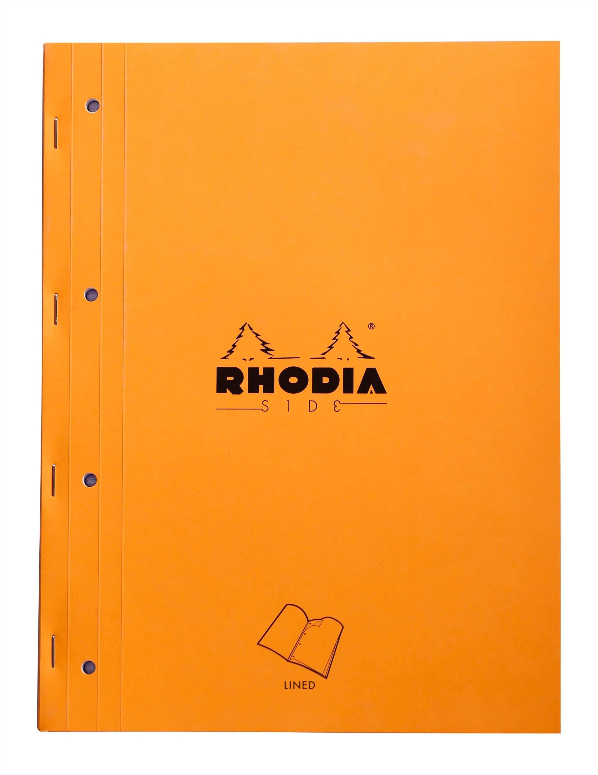 Orange Rhodia-Notizbucheinband mit schwarzem „Rhodia