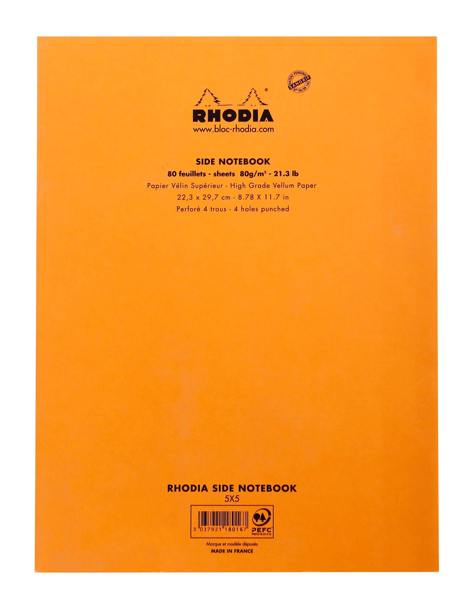 Rhodia 5x Block an der Seite geheftet A4 80 Blatt kariert 80g - Orange 118016C