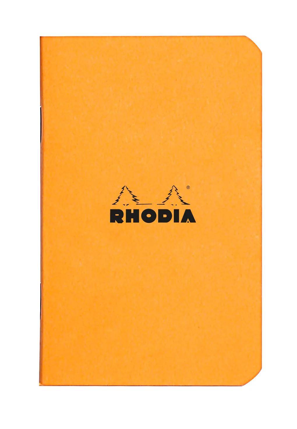 Ein orangefarbenes Titelblatt mit dem Text „Rhodia