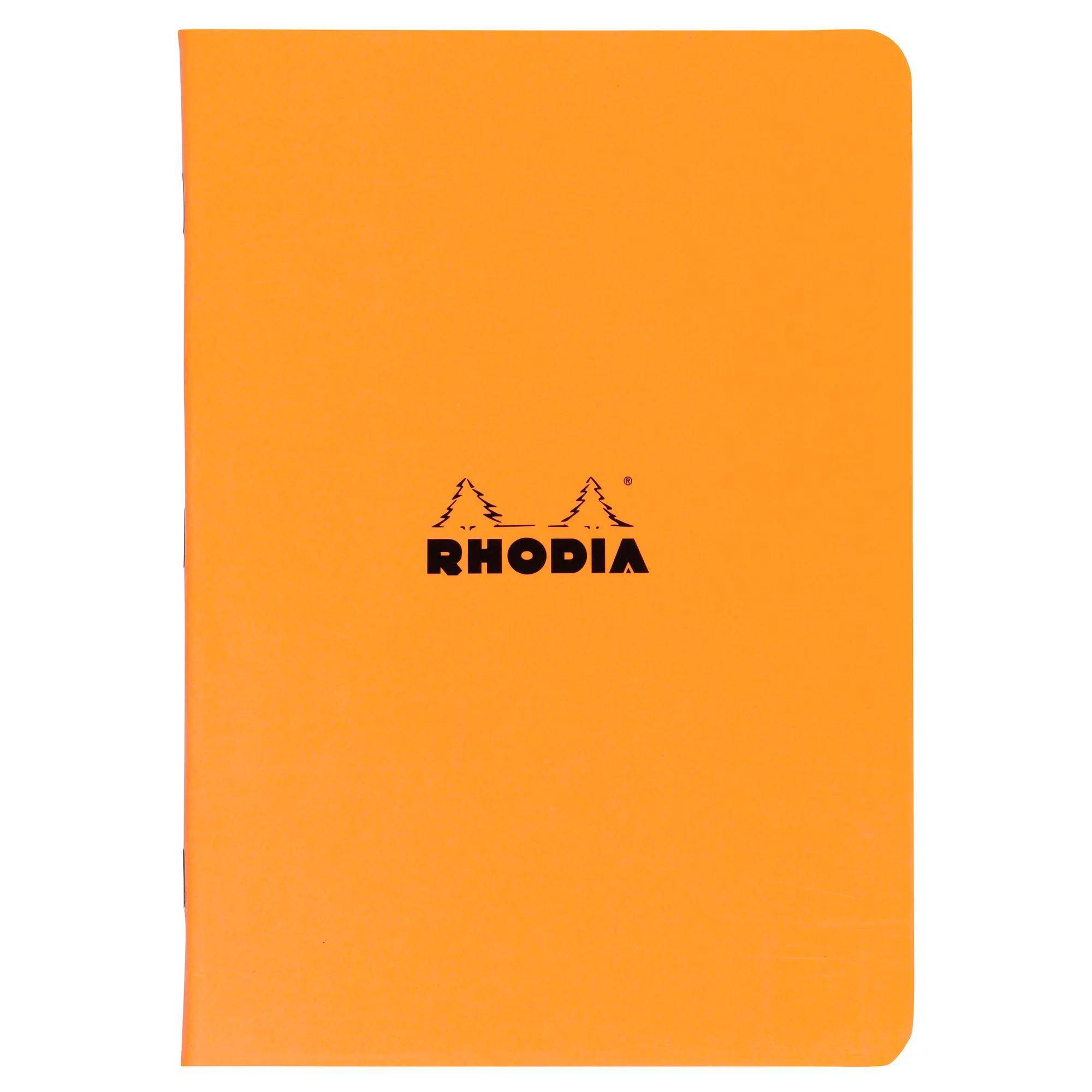 Orangefarbener Rhodia-Notizbucheinband mit zentriertem Logo