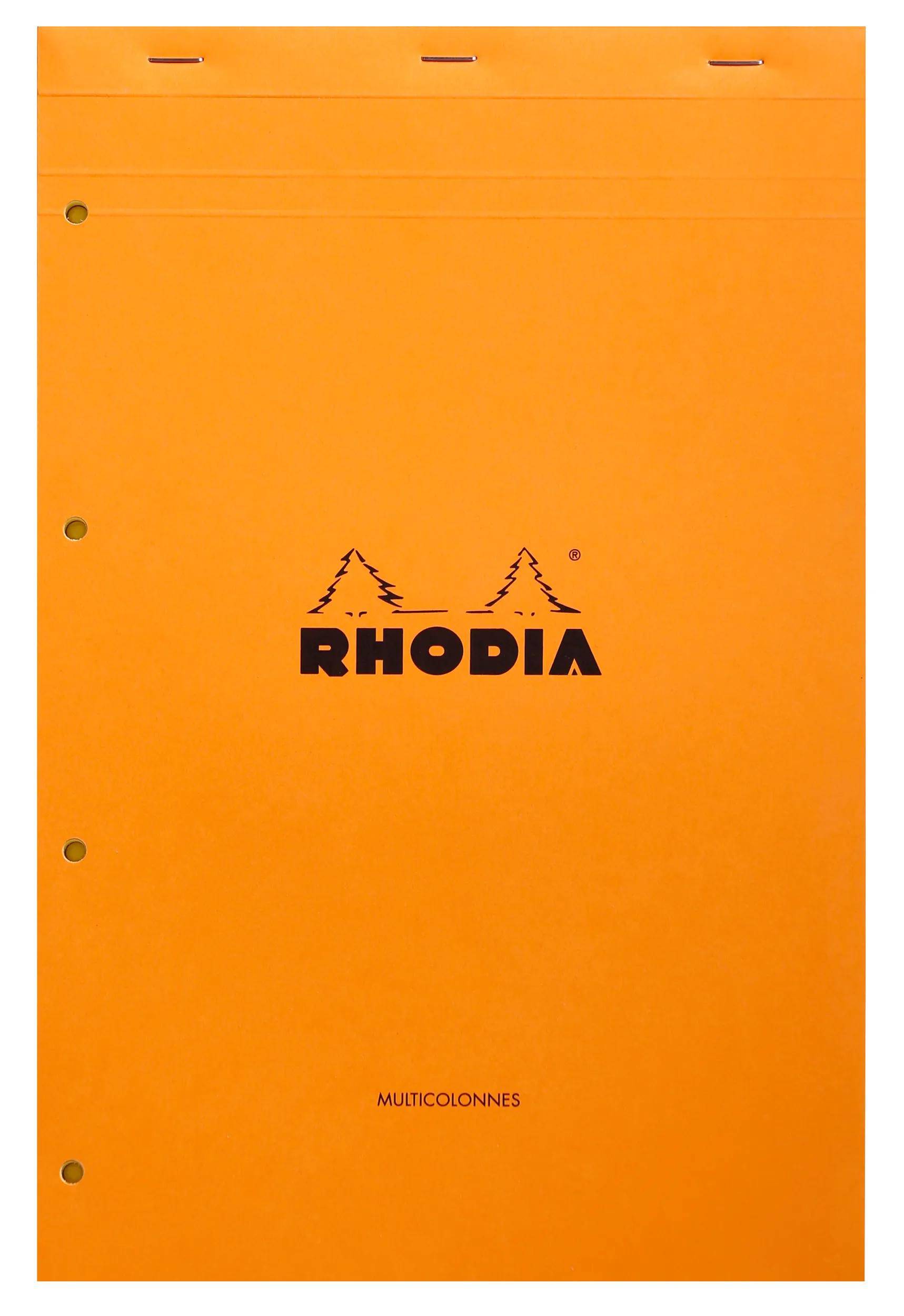 Orange Rhodia-Notizbuch-Umschlag mit blauem „RHODIA