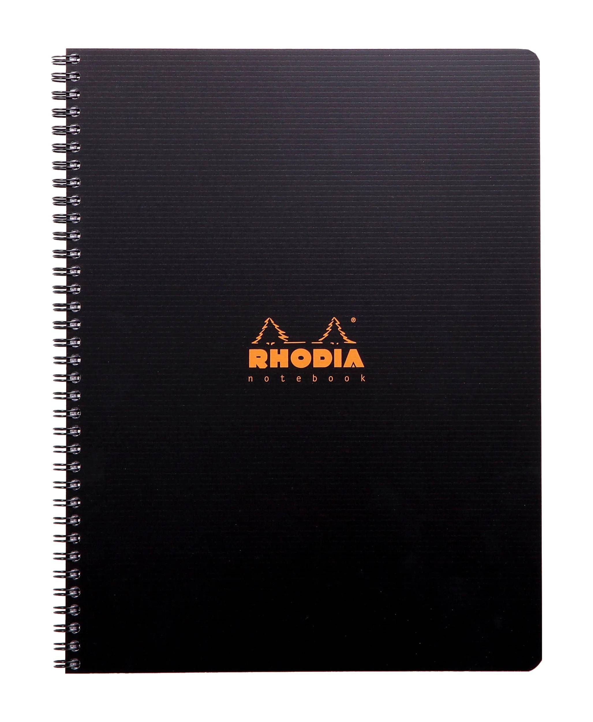 Rhodia 5x Notebook mit Spiralbindung A4+ 80Blatt kariert 90g - Schwarz 119900C